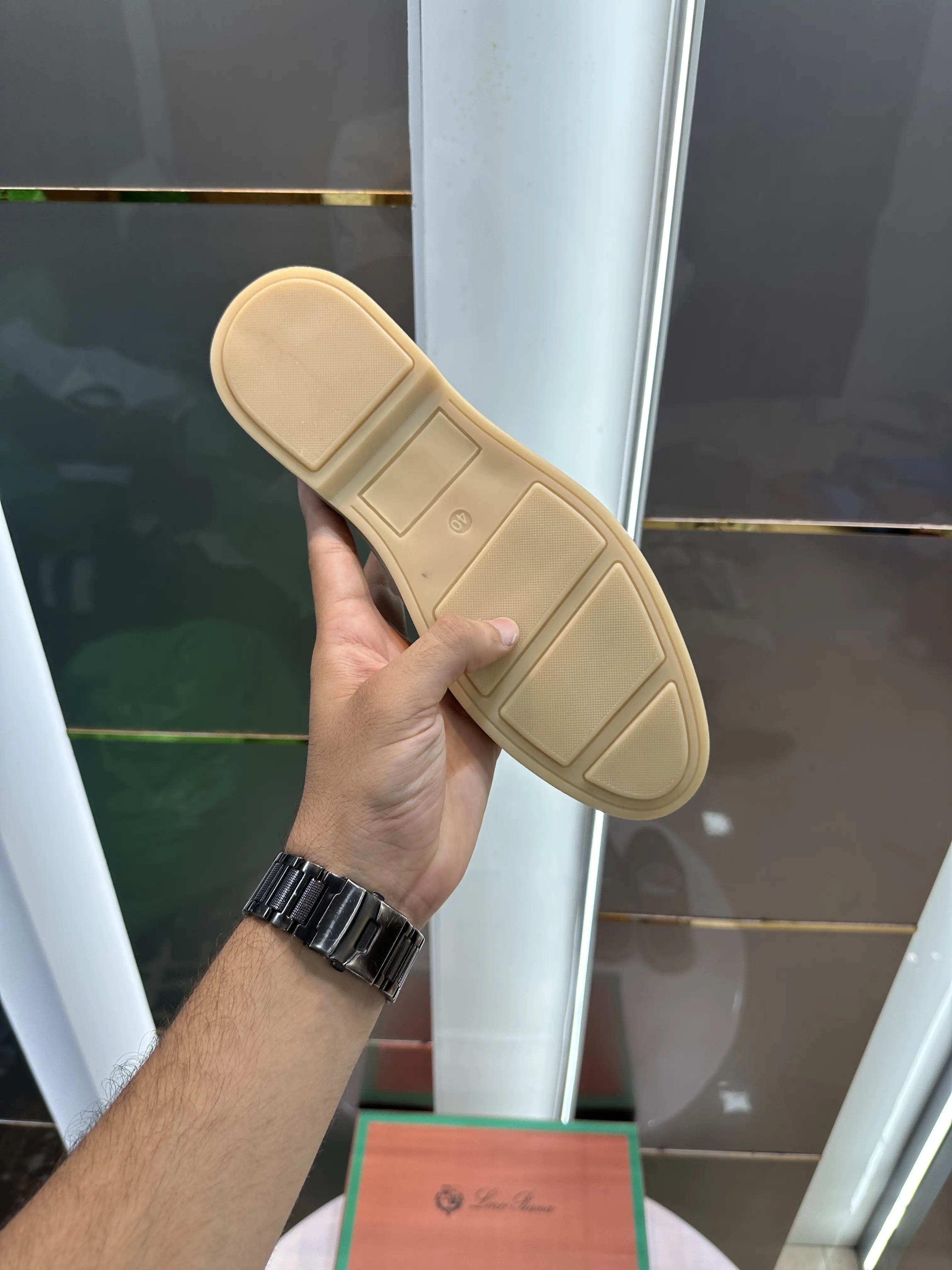 Loro_Piana Key Lock Slip-Ons Beige