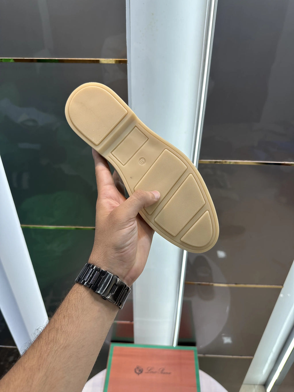 Loro_Piana Key Lock Slip-Ons Beige