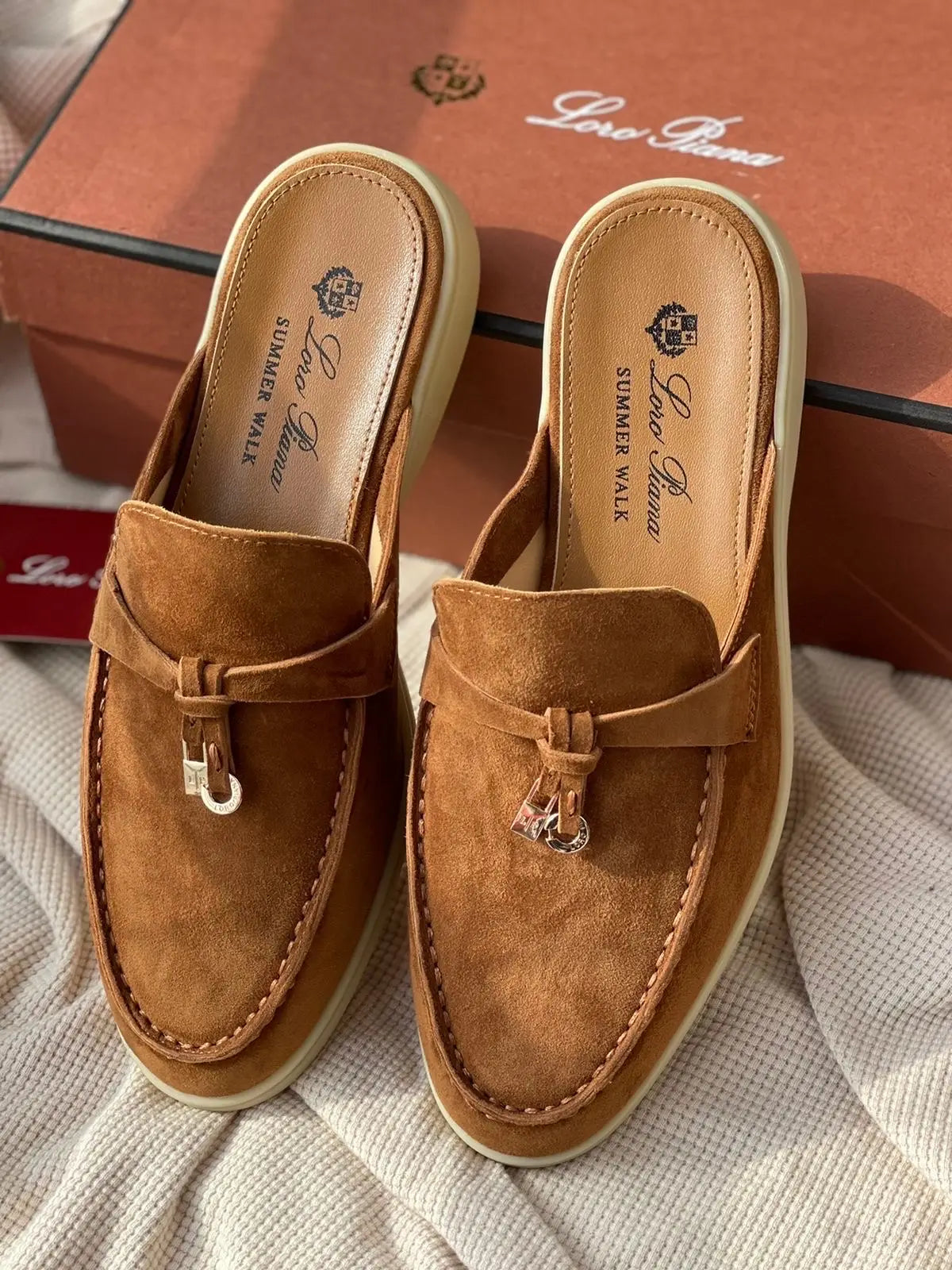 Loro_Piana Key Lock Slip-Ons Tan Secondary image