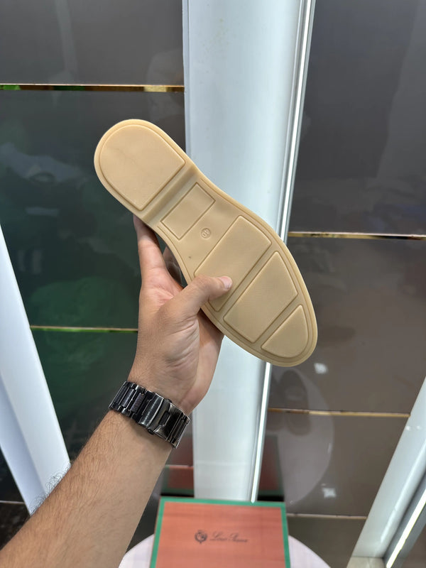 Loro_Piana Key Lock Slip-Ons Tan