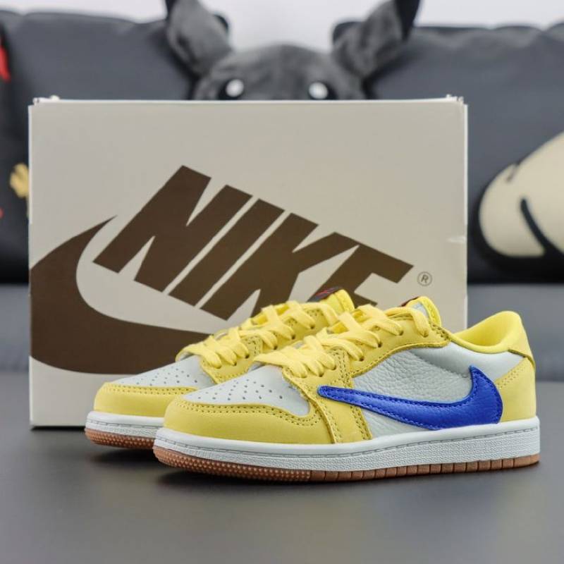 Travis Scott x Air Jordan 1 Retro Low OG SP Canary sneaker.