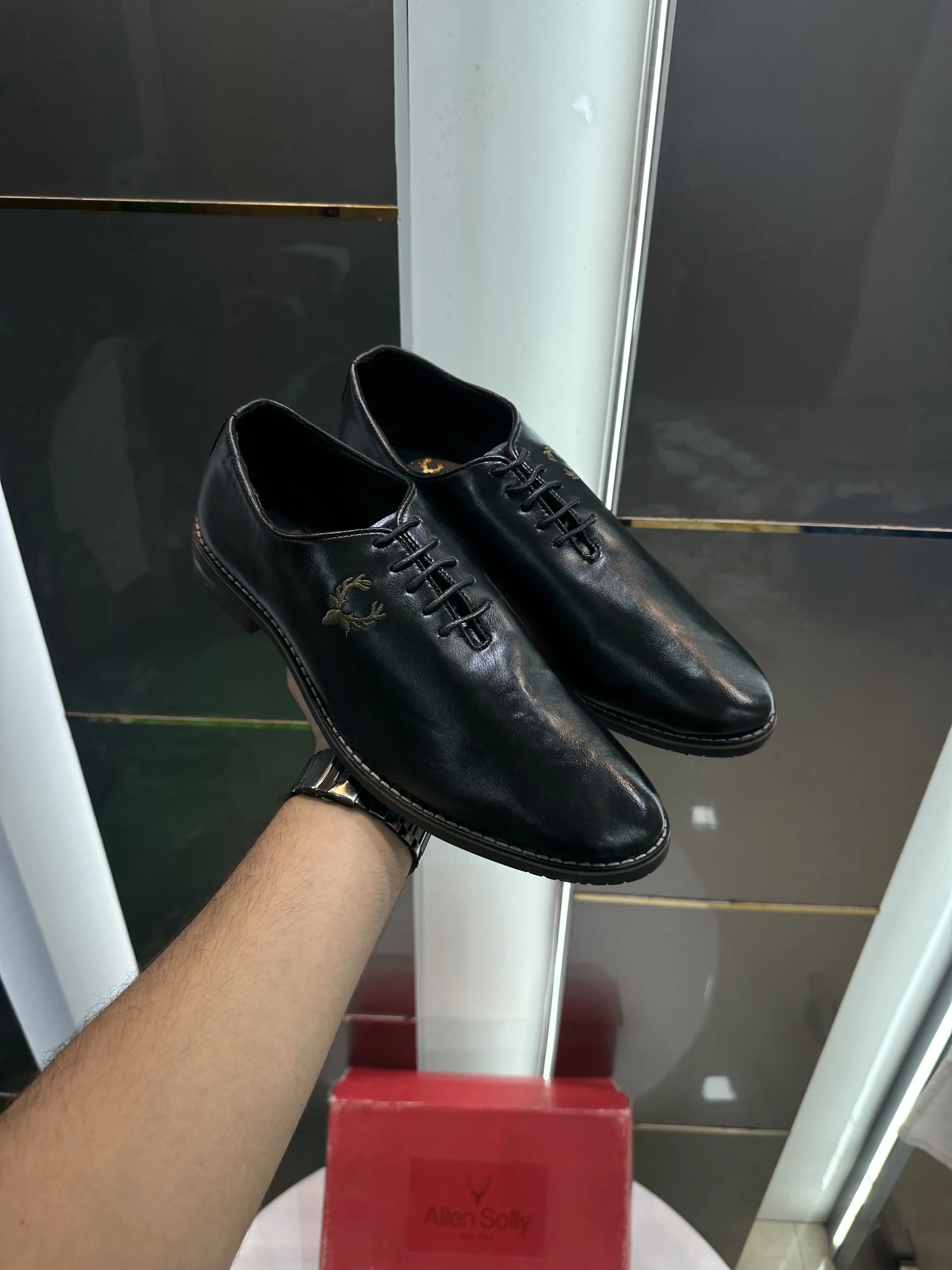 Allen_Solly Black Premium Leather Shoes