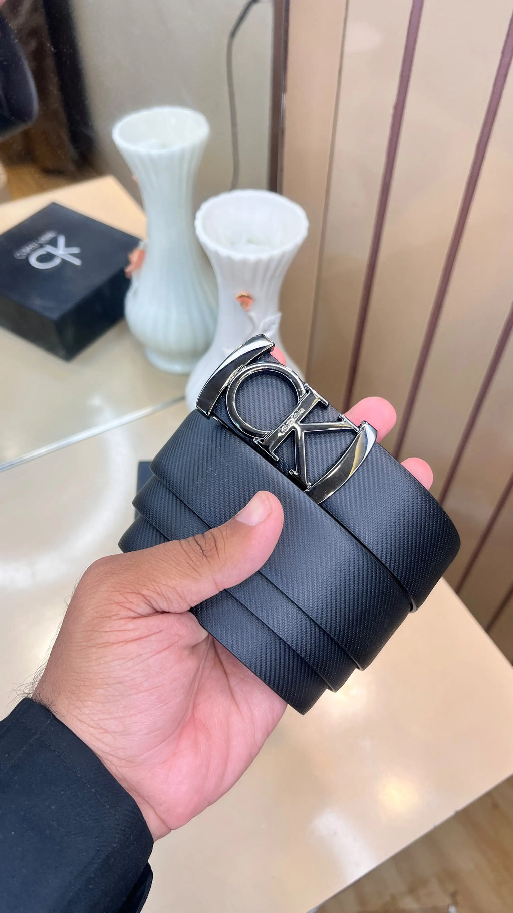 CK CALVIN KLEIN PREMIUM QUALITY IMP REVERSEABLE BELT WITH OG BOX CK-121