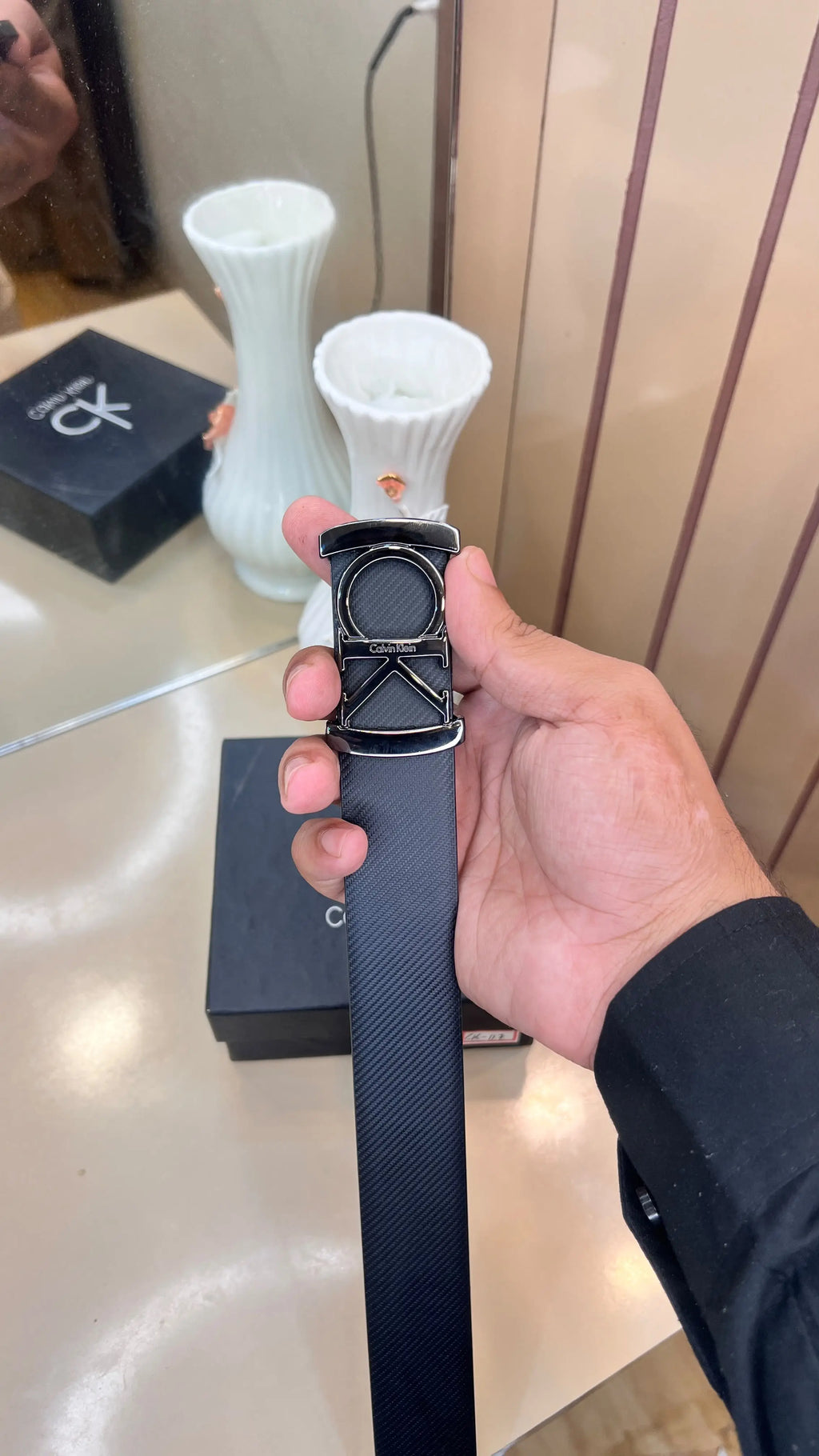 CK CALVIN KLEIN PREMIUM QUALITY IMP REVERSEABLE BELT WITH OG BOX CK-121