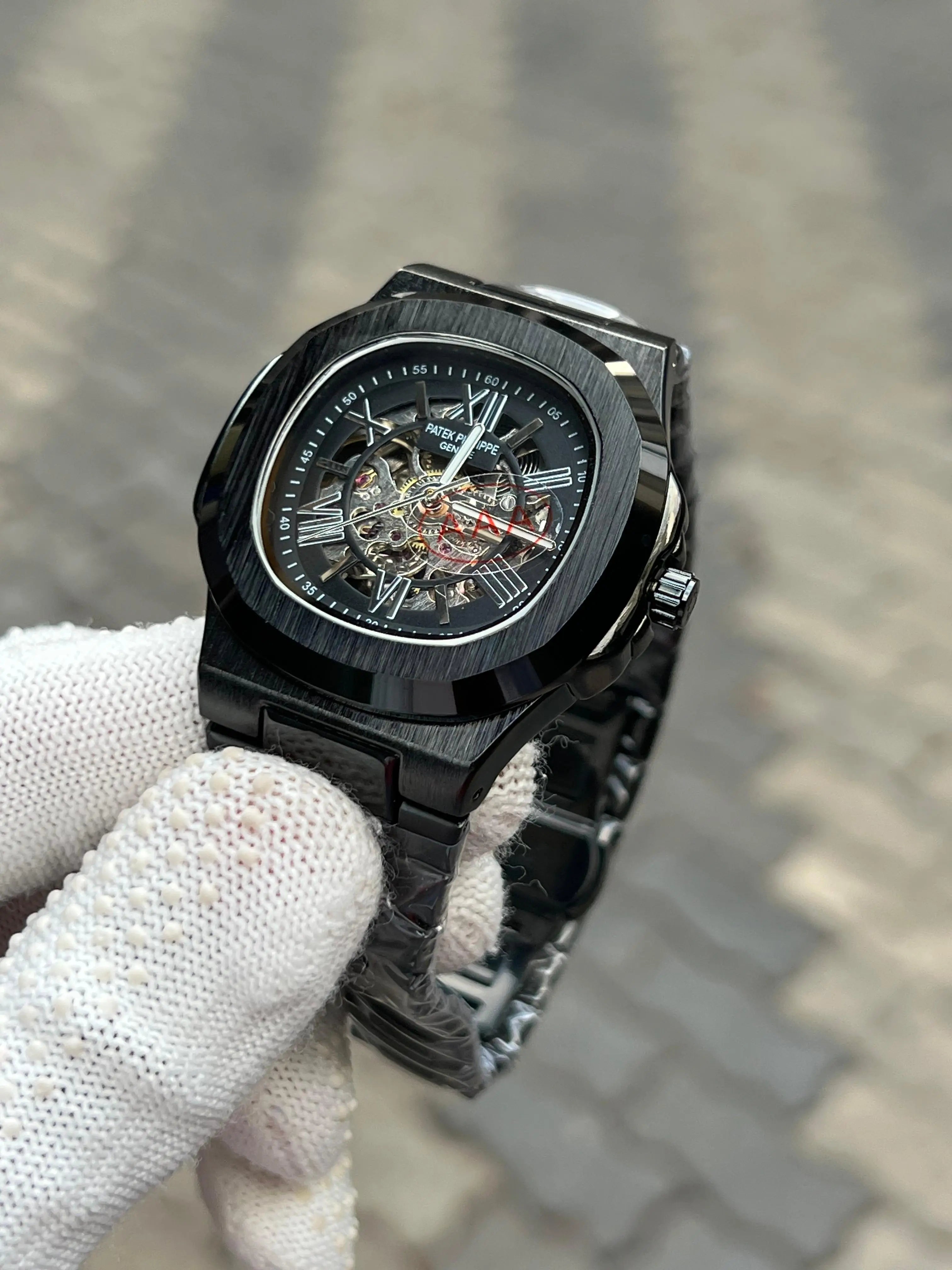 Patek Phillipe Skeleton Roman Full Black 