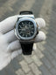 Patek Phillipe Skeleton Leather Belt Black Silver 