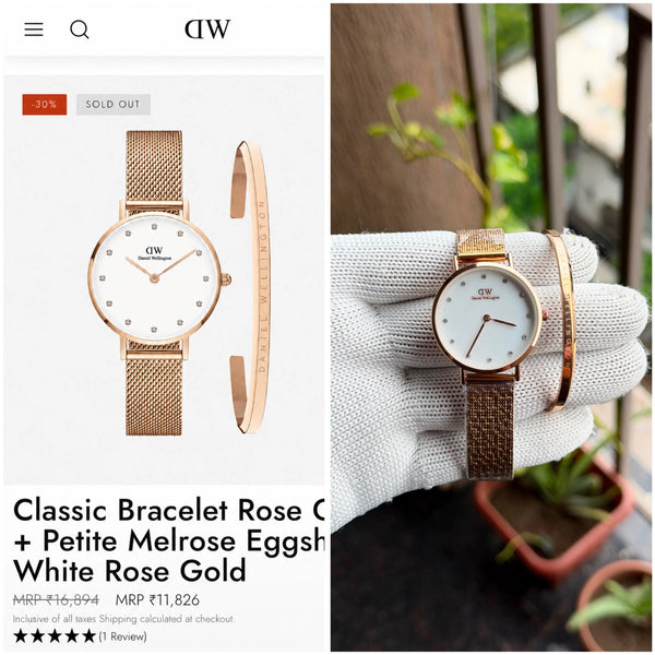 Daniel Wellington Petite Melrose Eggshell White with Classic Rose Gold Bracelet