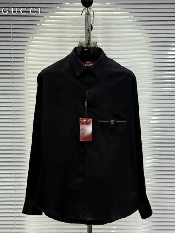 Gucc_i Pocket Signature Patched Imported Partywear Shirt With Og BoX & Bag (DN 502)