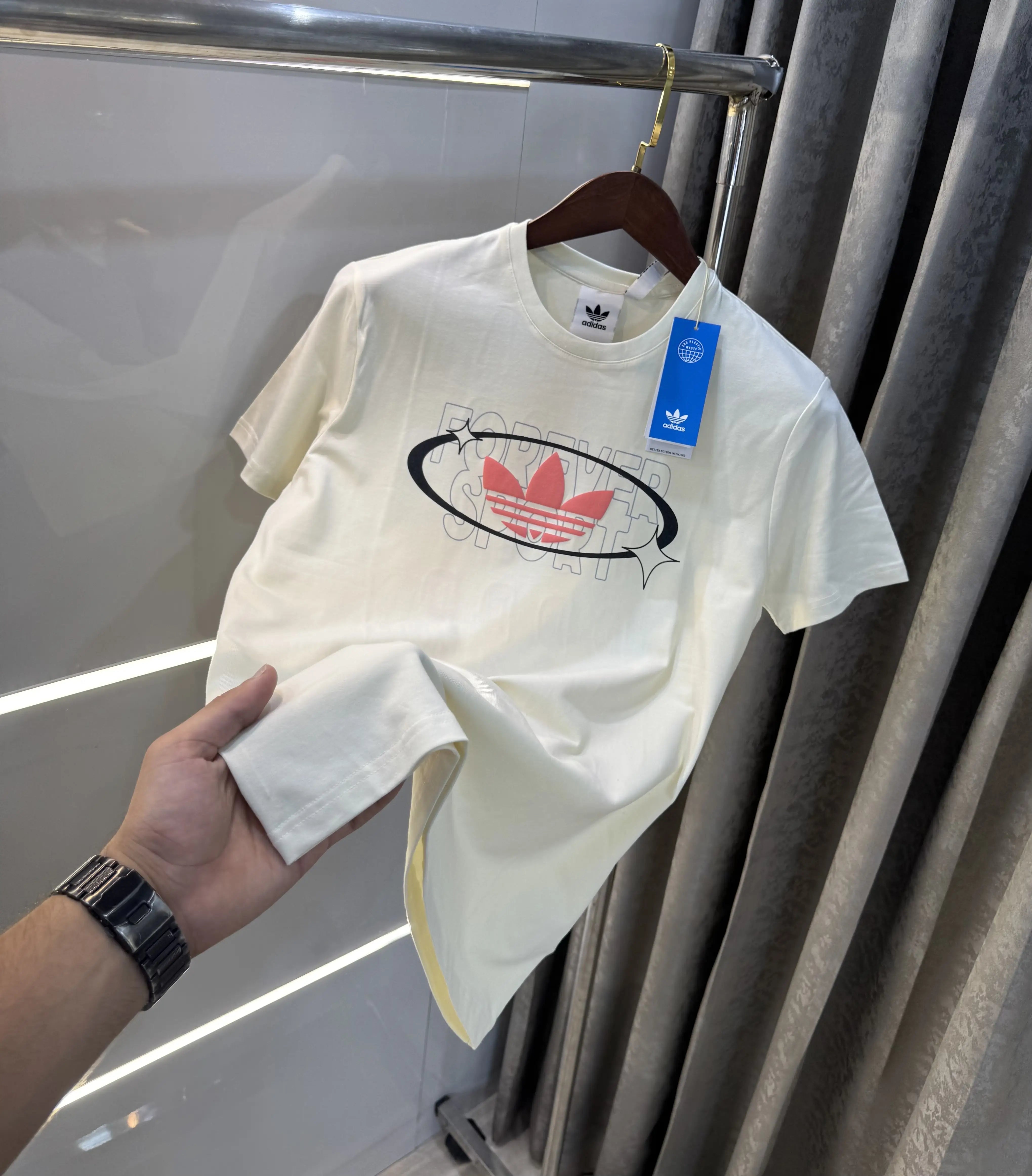 Adidas Cream Printed Premium Classic T-Shirt Main image