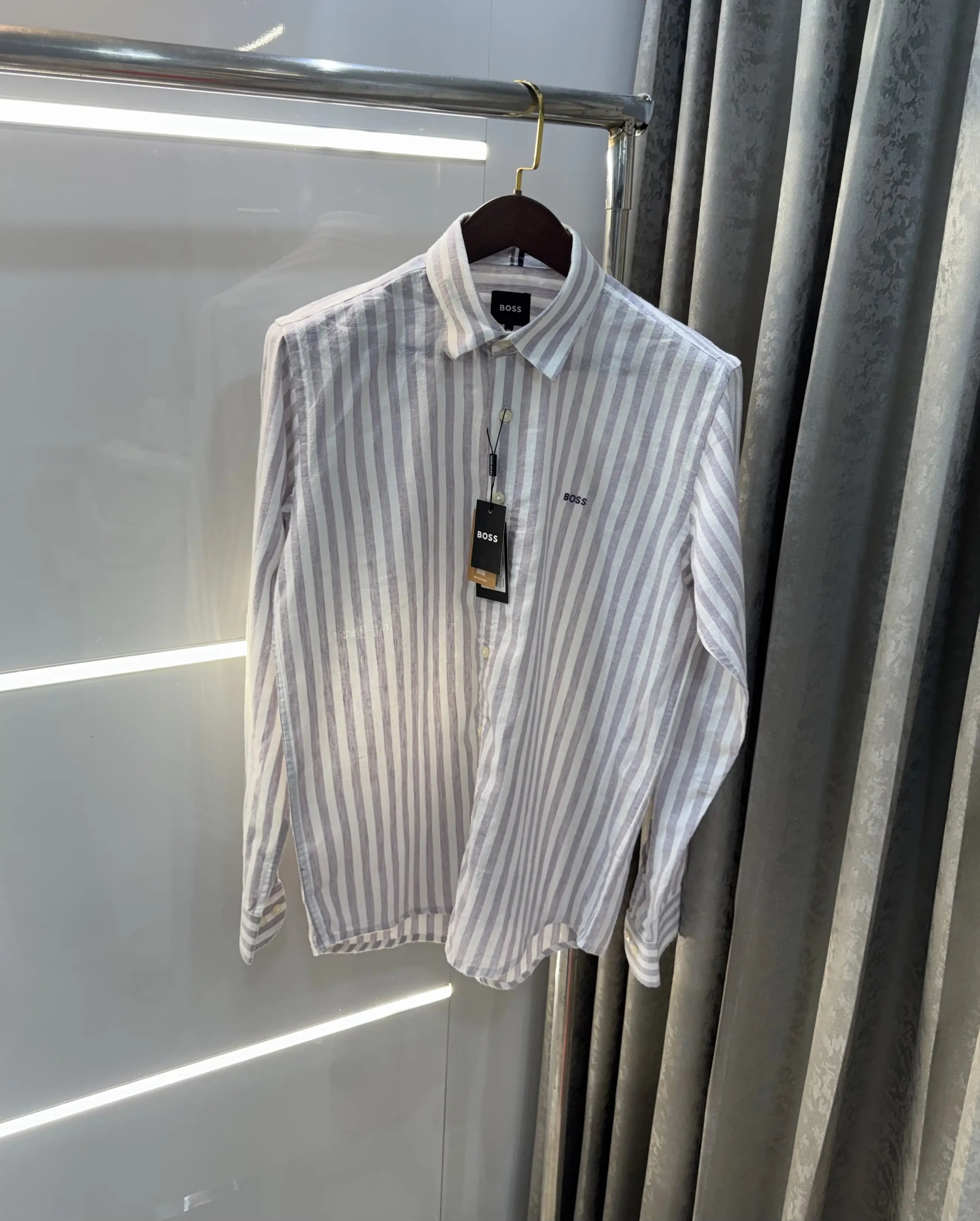 Hugo Boss Purple linen Stripes Premium Shirt Secondary image