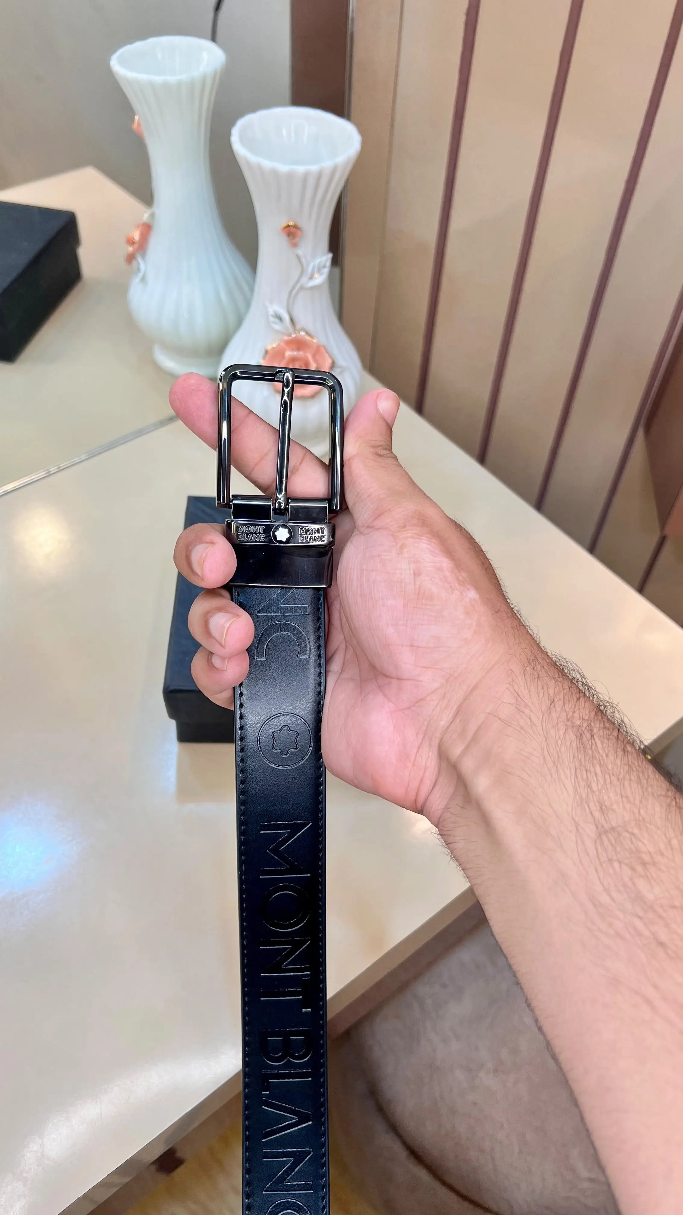MONT BLANC IMP PREMIUM QUALITY EMBOSSED REVERSEABLE BELT WITH OG BOX MB-808