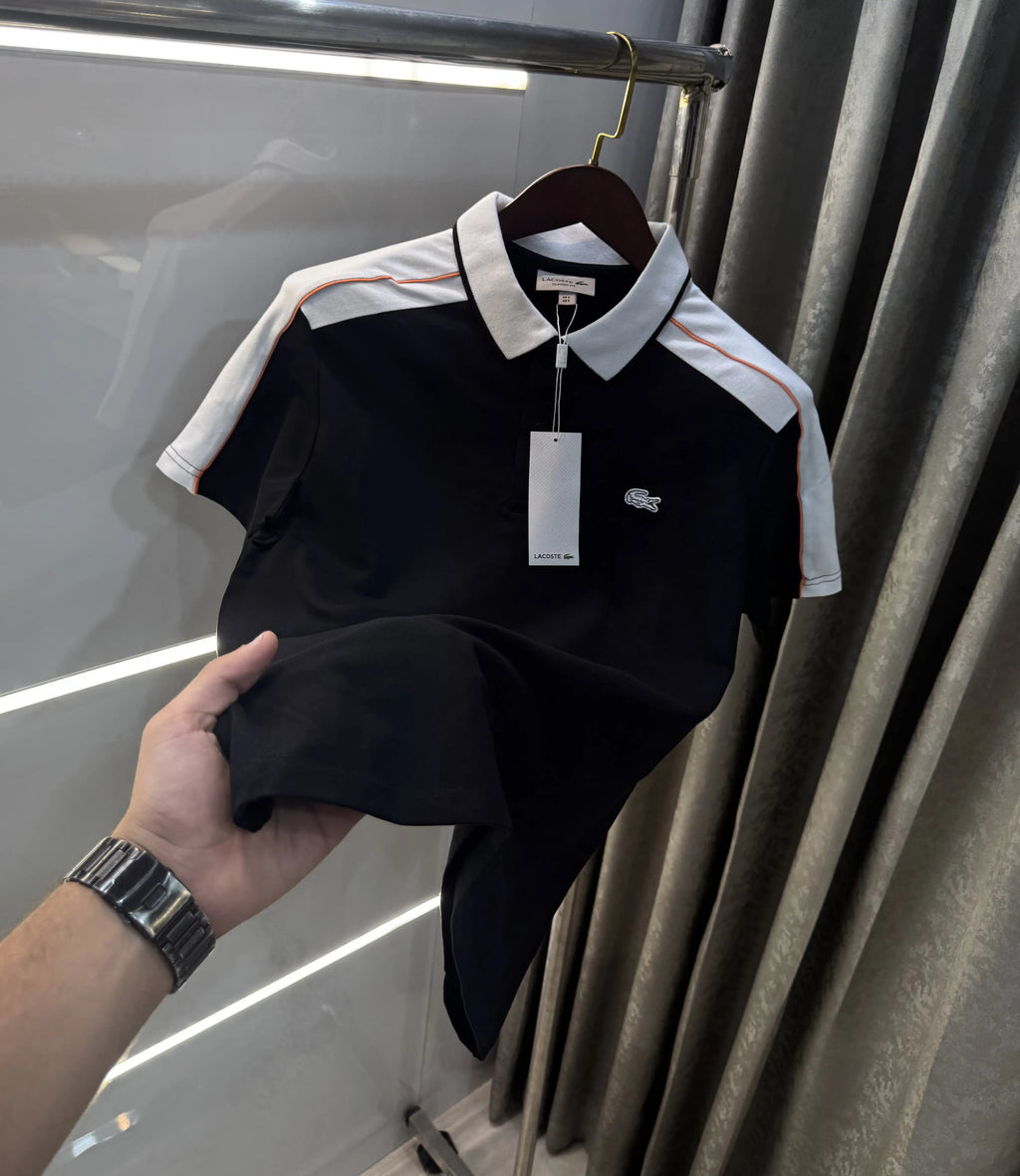 Lacost e Black Embroidery Logo Premium Polo T-Shirt