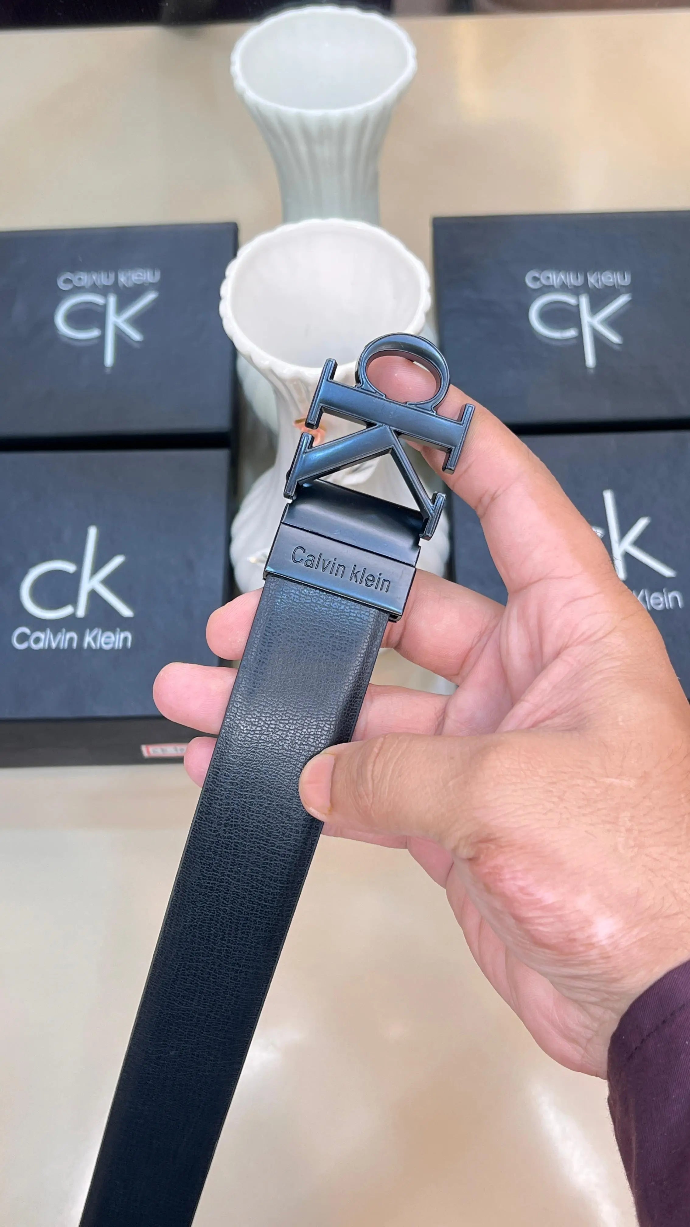 CK CALVIN KLEIN PREMIUM QUALITY REVERSEABLE BELT WITH OG BOX CK-109