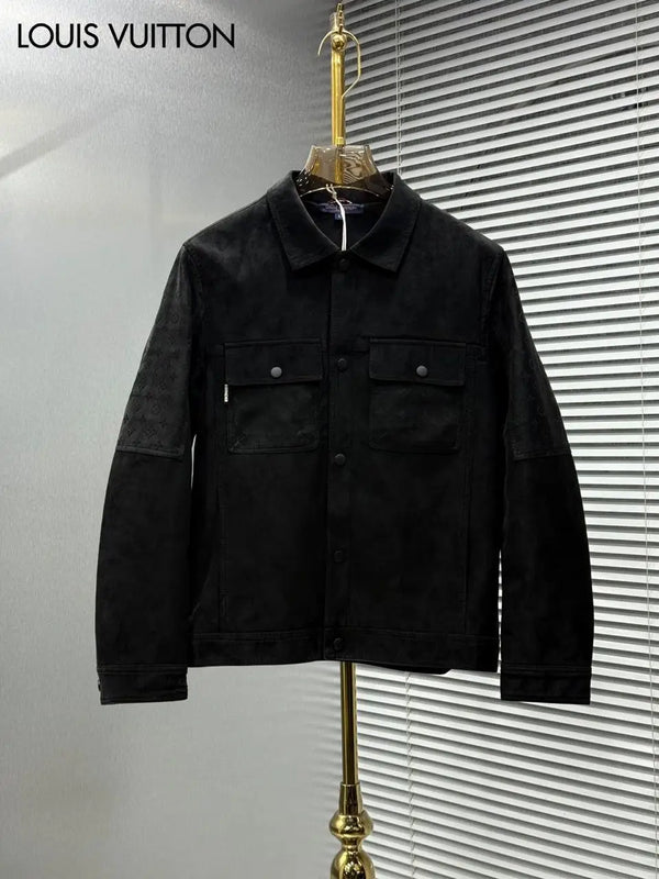 Loui_s Vuitton Imported Monogr_am Embossed Premium Suede Leather Jacket (DN 102)