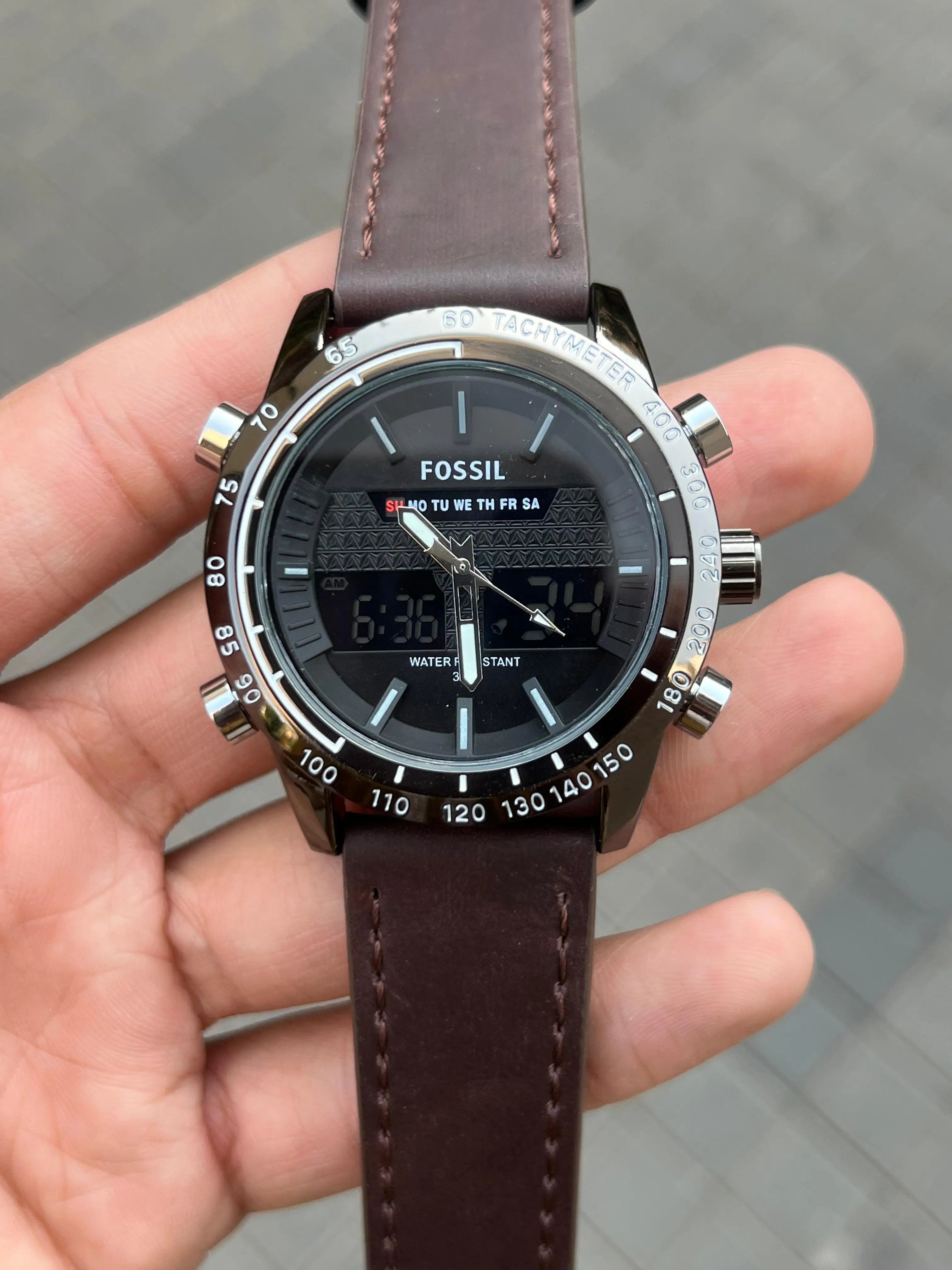 Fossi l Dual Time Dark Brown Secondary image