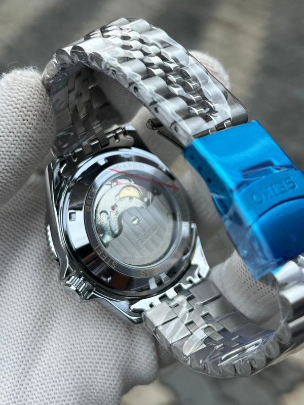 Seik_o 5 Sports Blue GMT Green Swift Movement Back Open