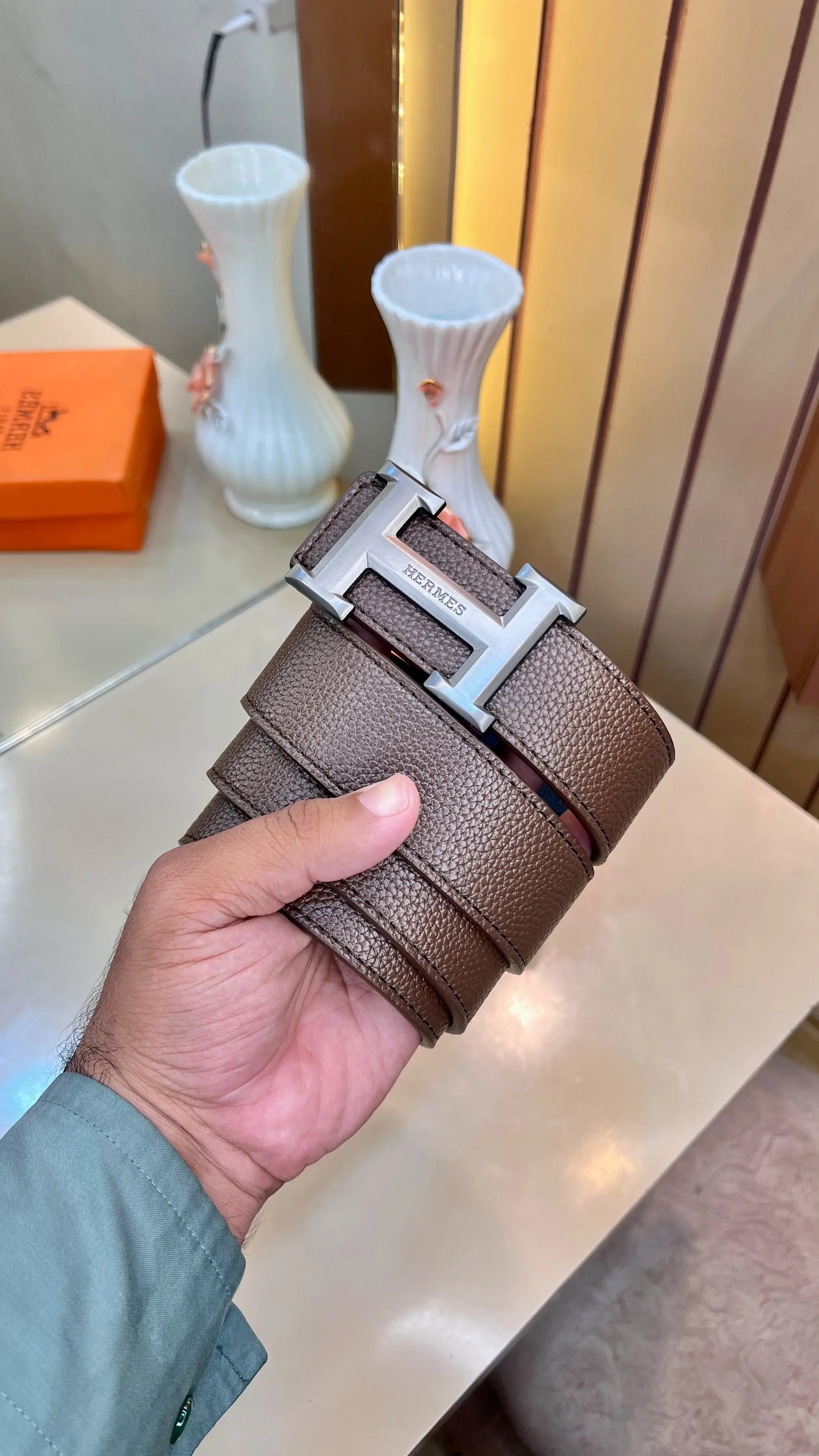 HERMES PREMIUM QUALITY IMP LEATHER BELT WITH OG BOX H-811