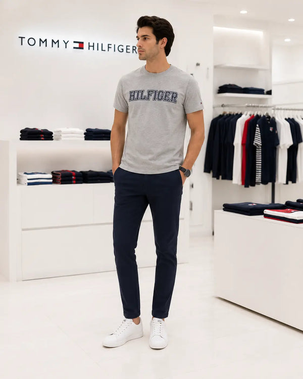 Tommy Hilfige r Grey Embroidery Logo Premium T-Shirt