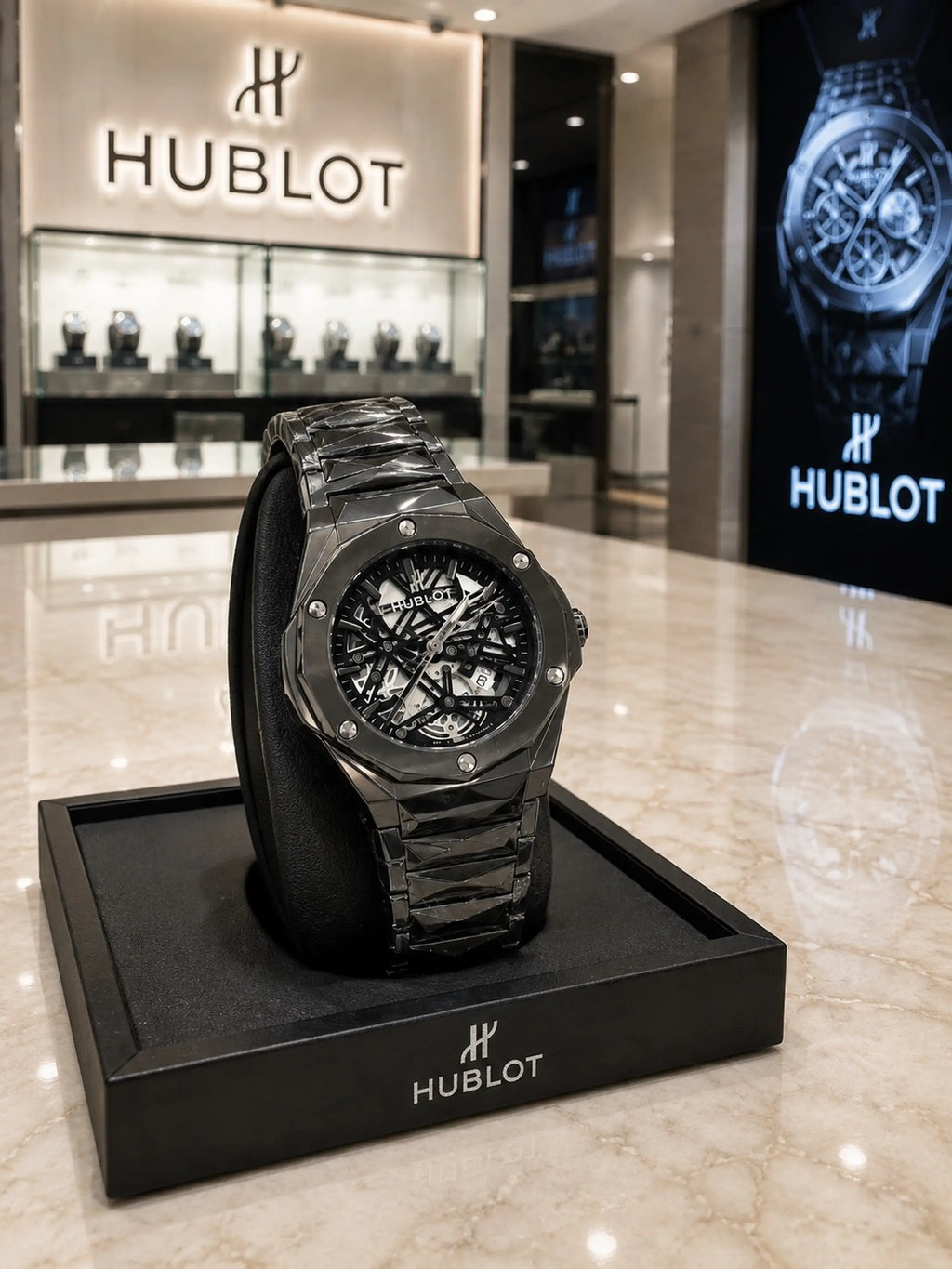 Hublot Big Bang Aero Bang full black Skeleton Dial Watch Quartz