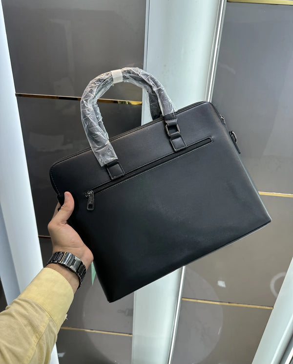 Lacost e Luxury Embossed Premium Imported Black Laptop Bag l165