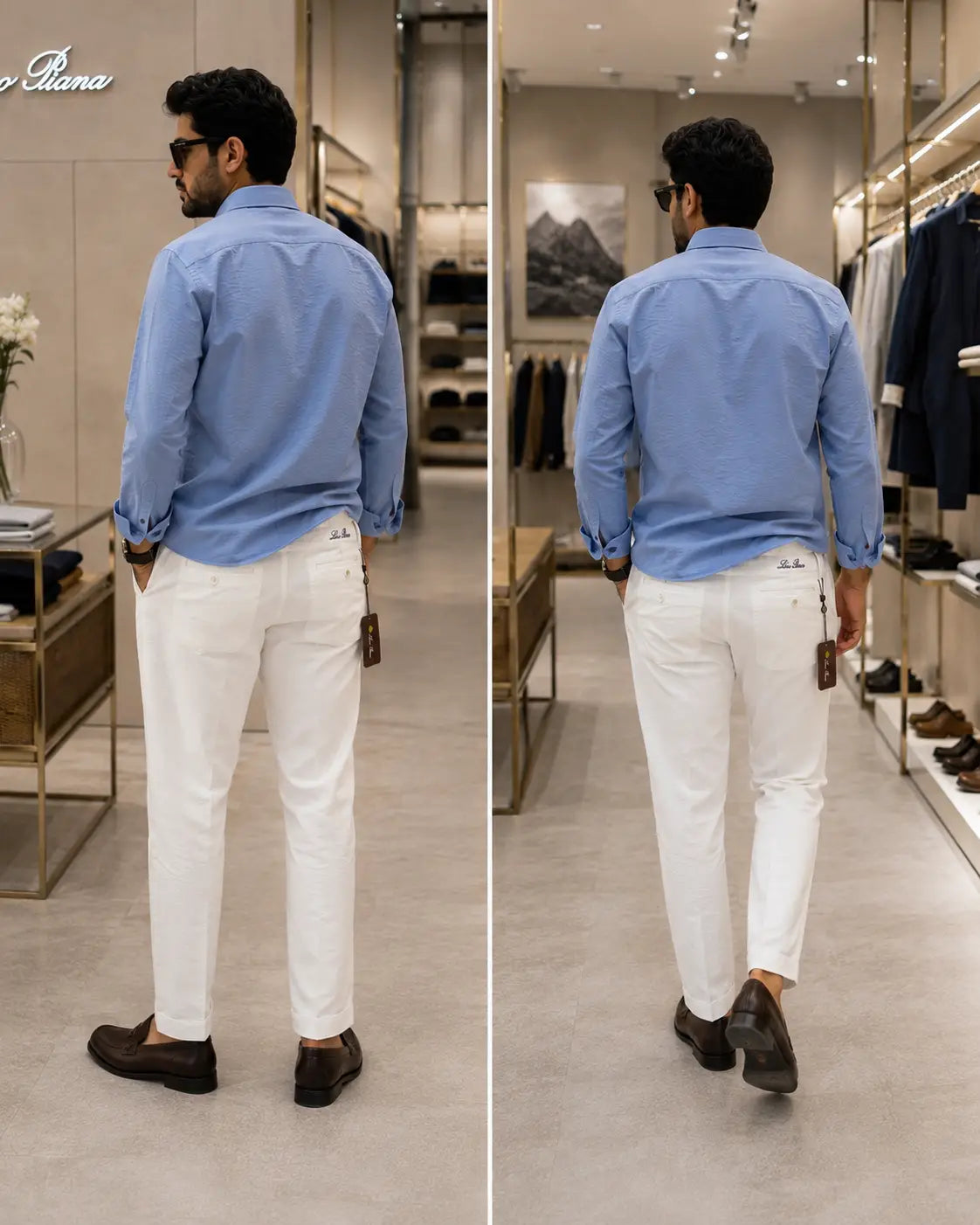 Loro Piana Sky Blue White Italian Imported Combo Secondary image