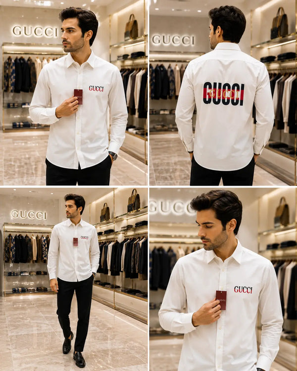 Gucc i White Logo Work Premium Shirt