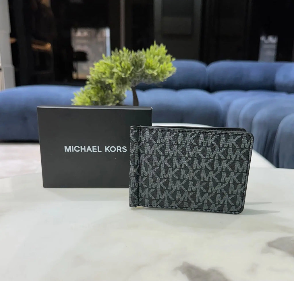 Michael Kor s Monogram Premium Money Clipper Black With Box mk120