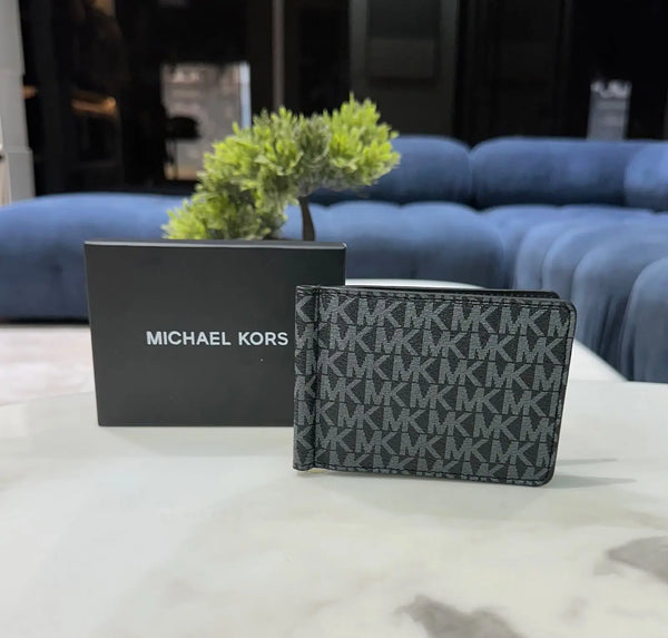 Michael Kor s Monogram Premium Money Clipper Black With Box mk120