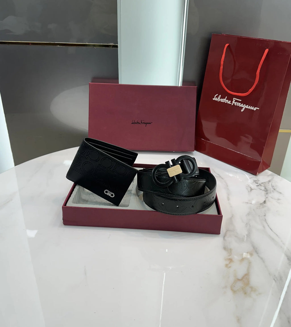 Salvatore Ferregam o Belt + Wallet Ultra Premium Combo With Box And Carry Bag s887