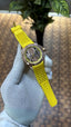Jacob Co CR7 Limited Edition timepiece featuring skeletonized dial with a yellow rubber