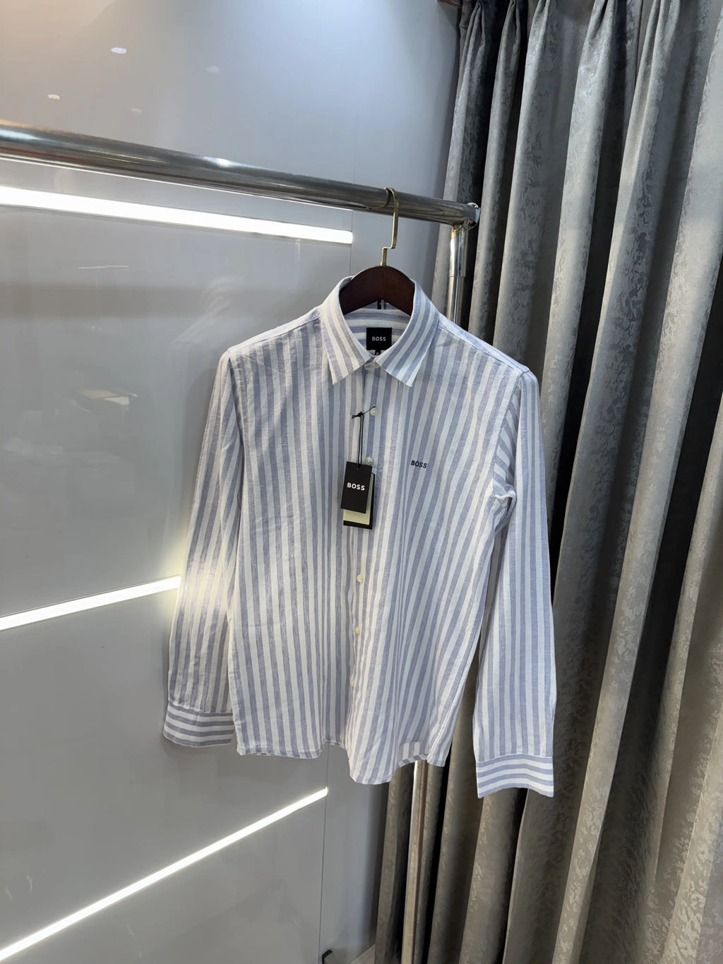 Hugo Boss Purple linen Stripes Premium Shirt