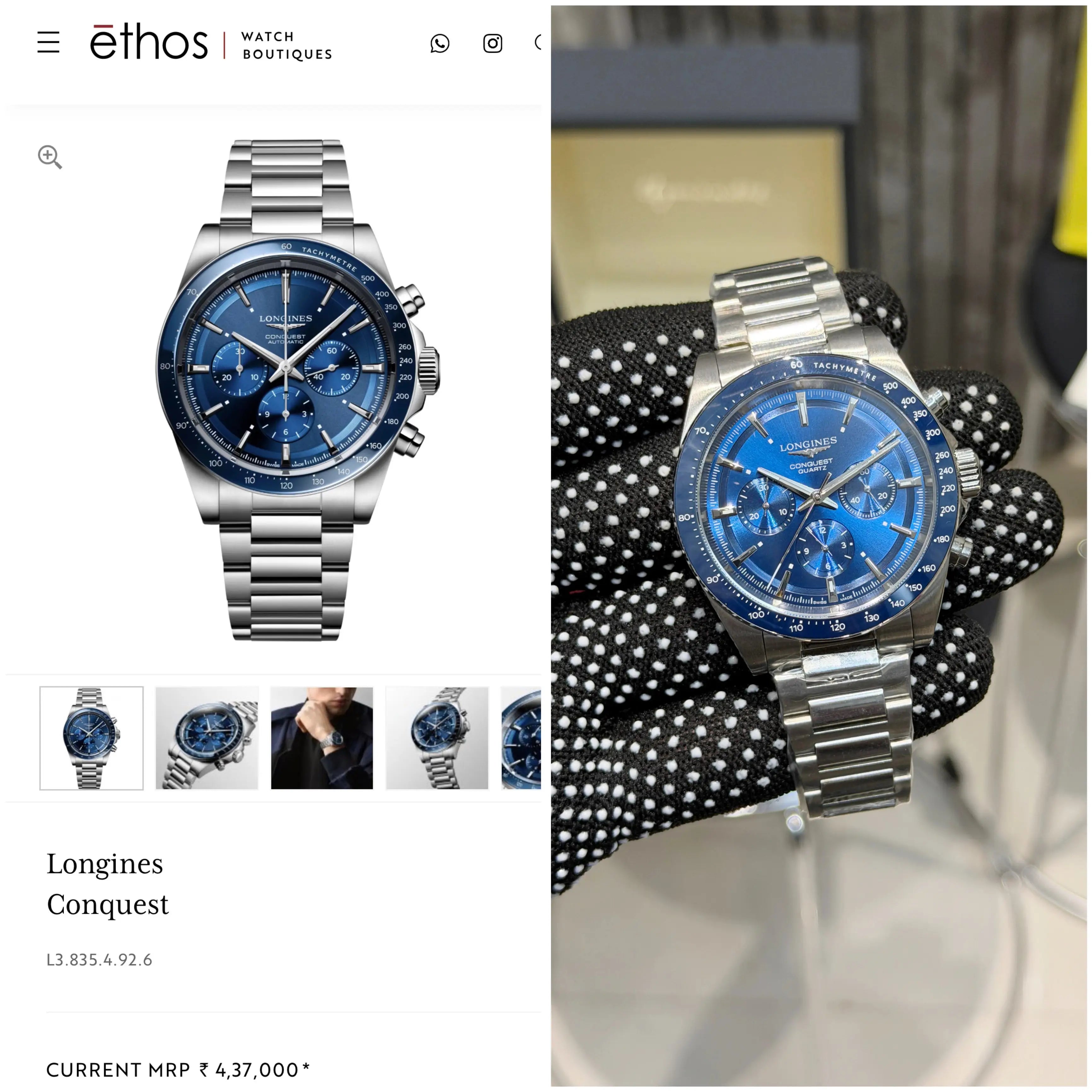 Longines Conquest Chronograph Silver Blue