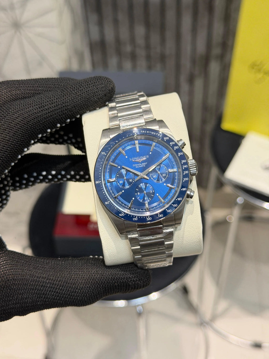 Longines Conquest Chronograph Silver Blue