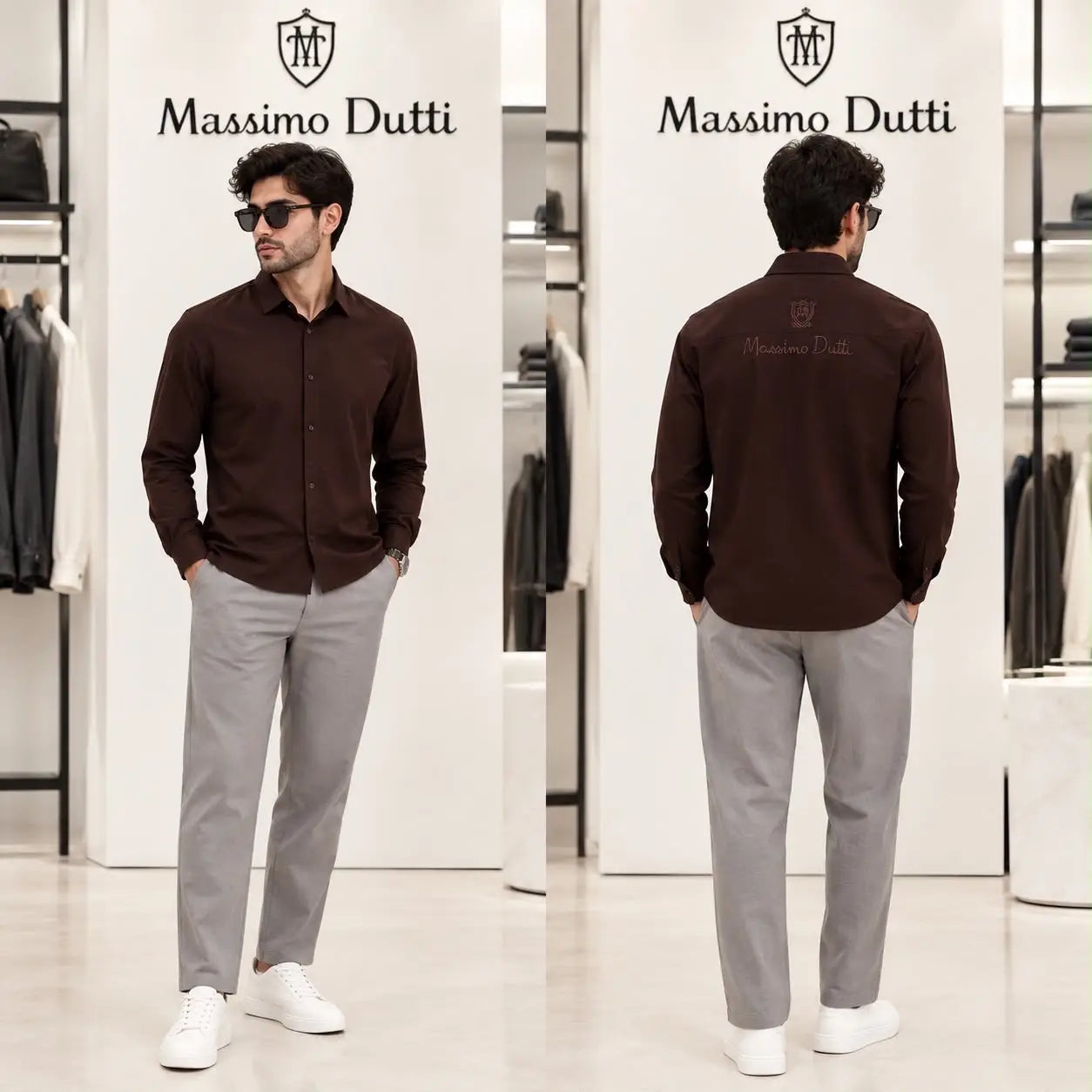 Massimo Dutti Brown Grey Italian Imported Combo Main image