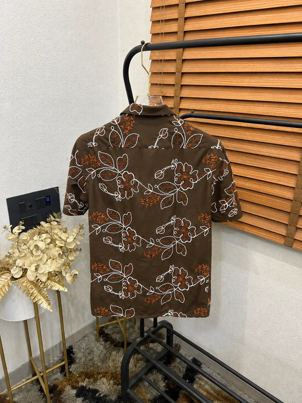 Amir_i Thread Embroidered Imported Exclusive Half Shirt (DN 623)
