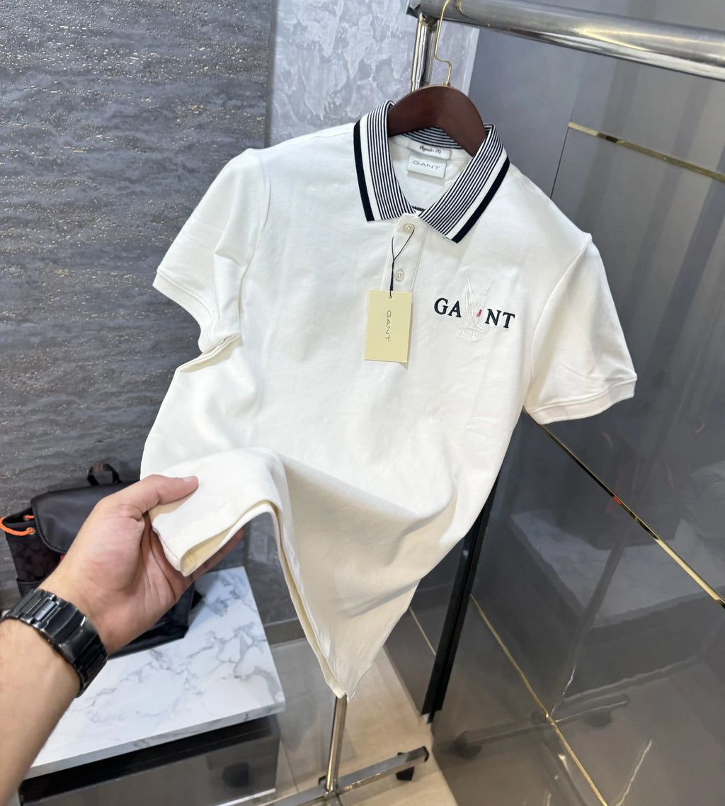 Gant Cream Logo Work Premium Polo T-shirt