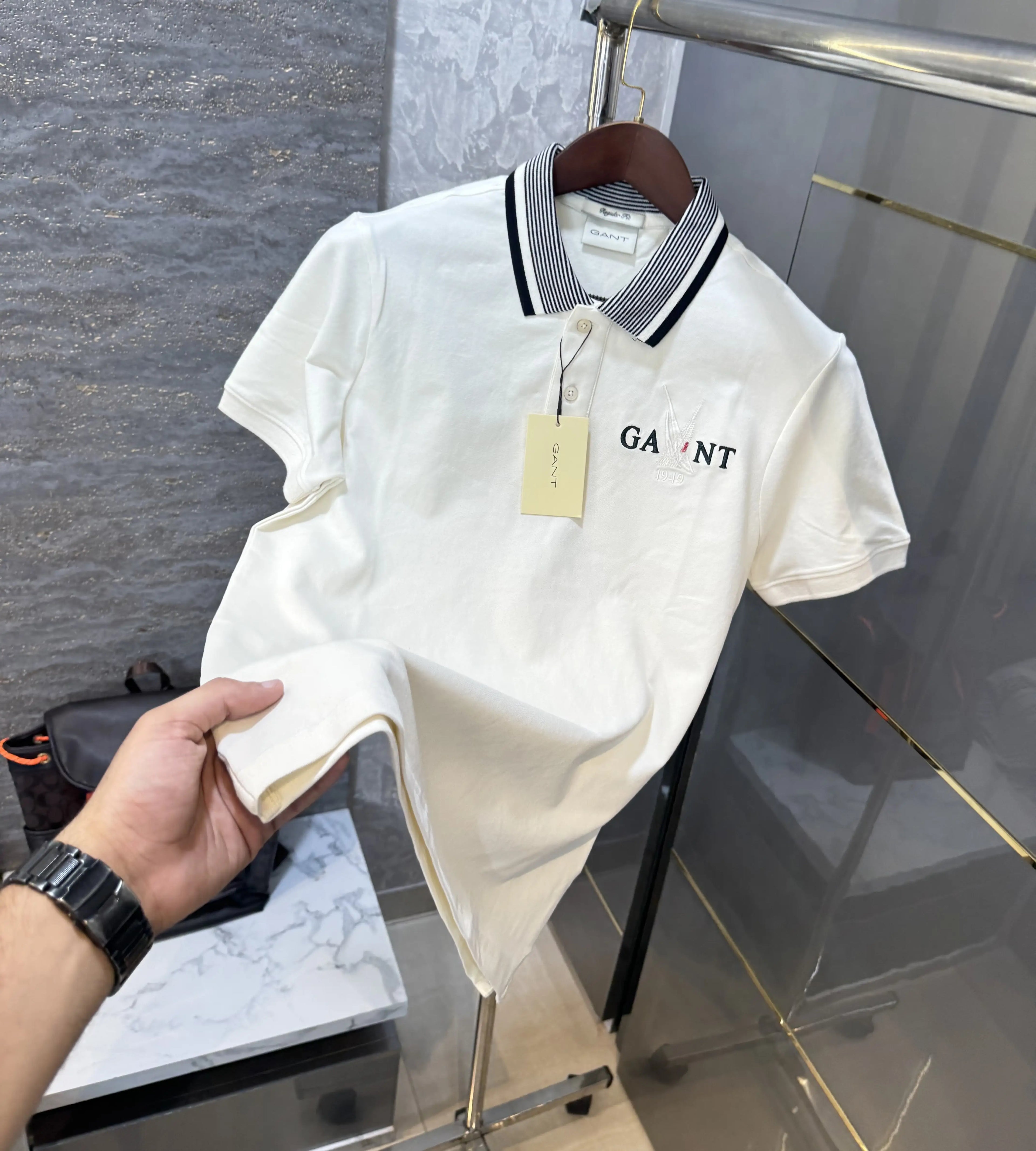 Gant Cream Logo Work Premium Polo T-shirt