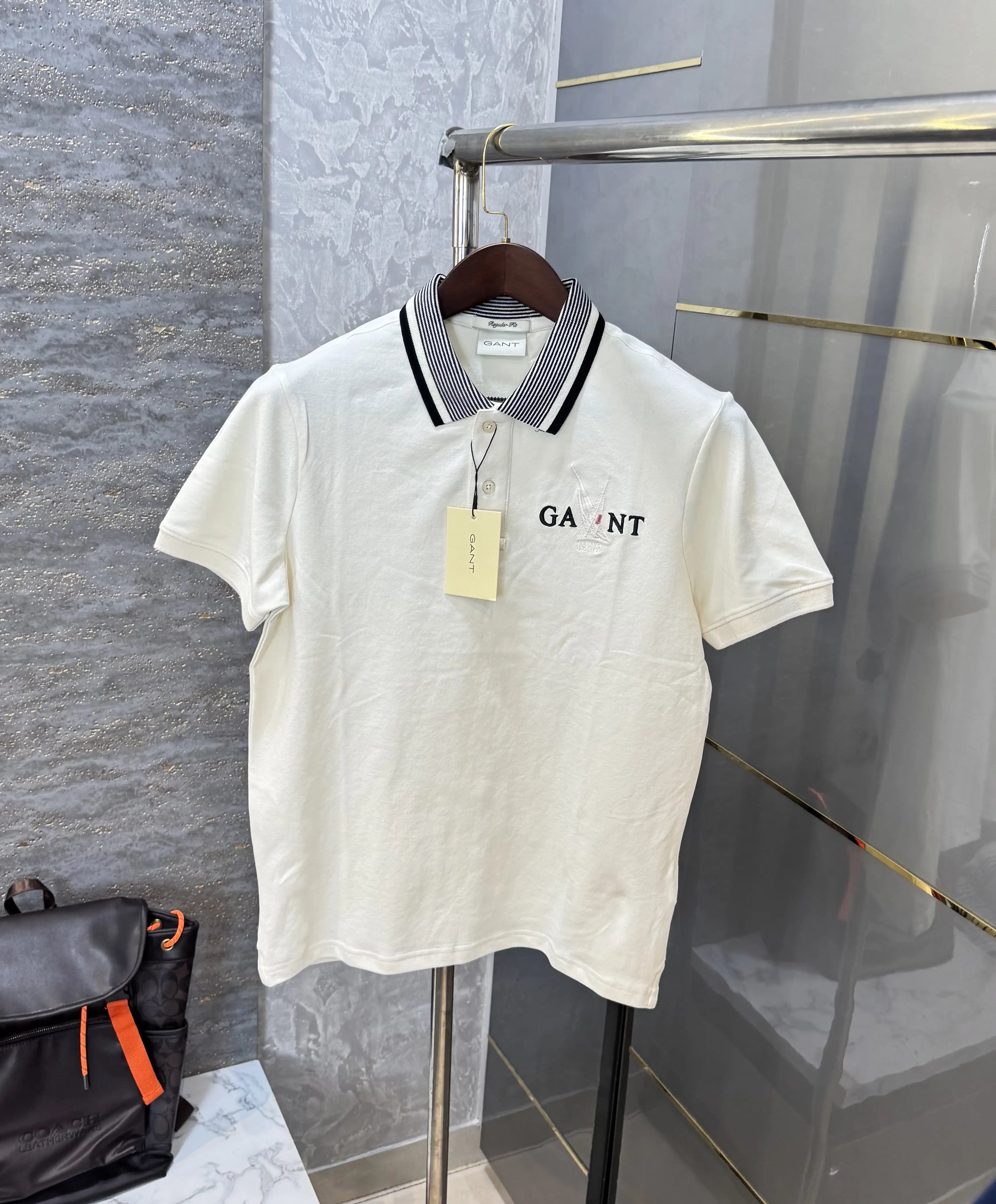 Gant Cream Logo Work Premium Polo T-shirt