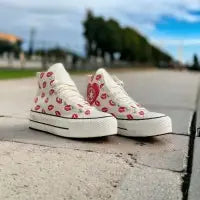 Converse Chuck Taylor Red Lip Heart Embroidery  7A Premium Sneakers