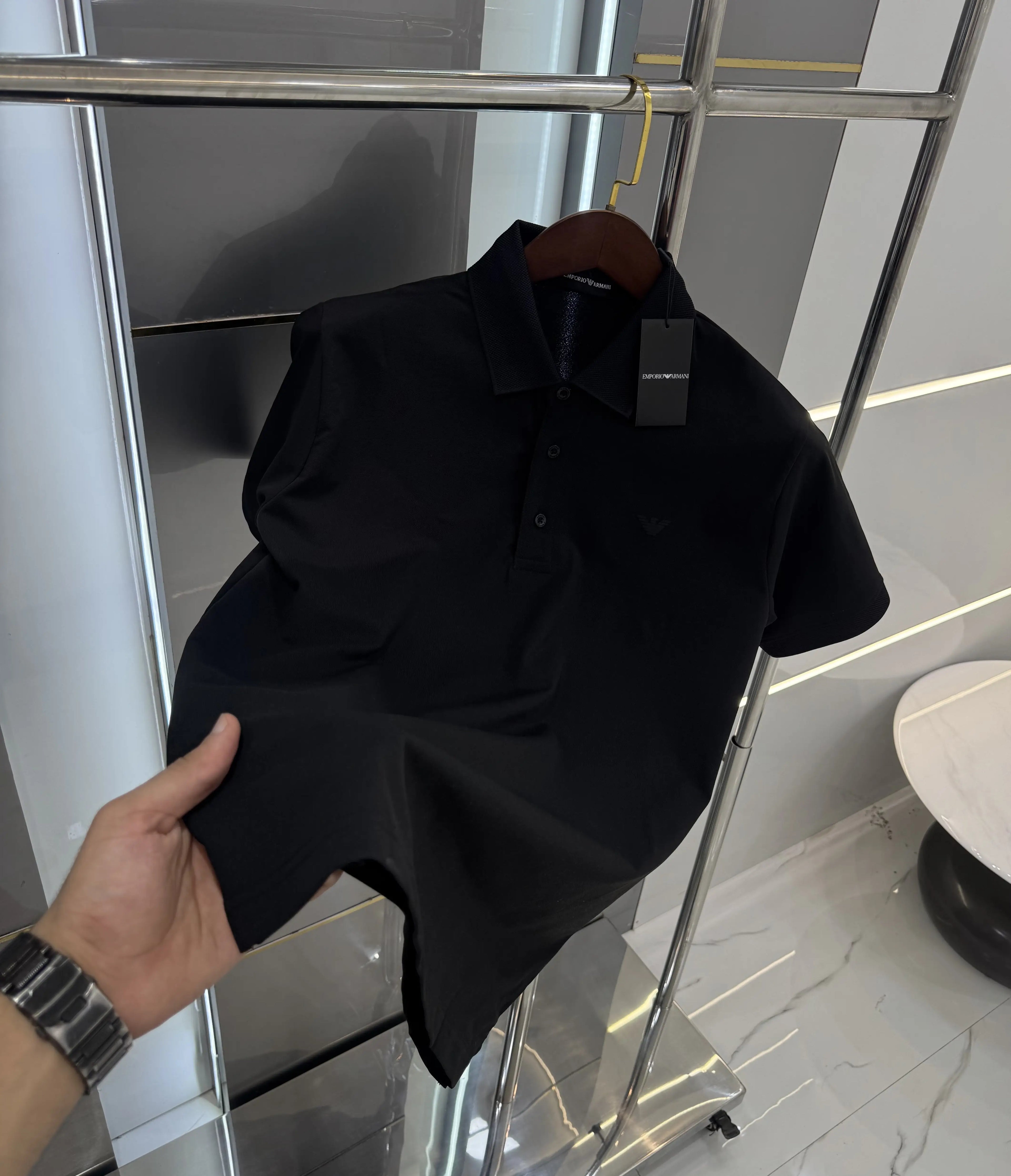 Emporio Arman i Black Logo Work Premium Polo T-shirt