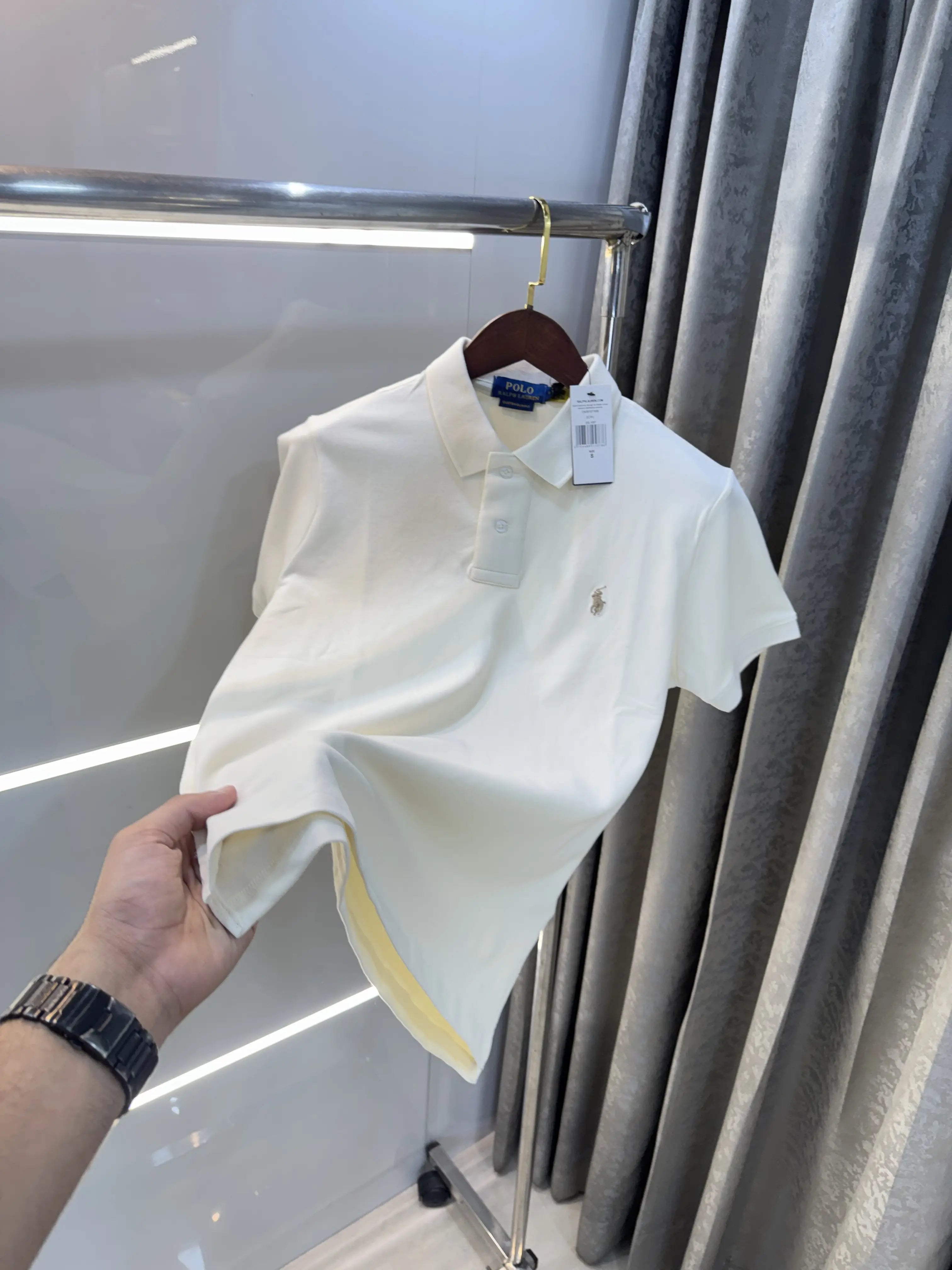 Ralph Lauren Cream Embroidery Logo Premium Classic Polo T-Shirt Secondary image