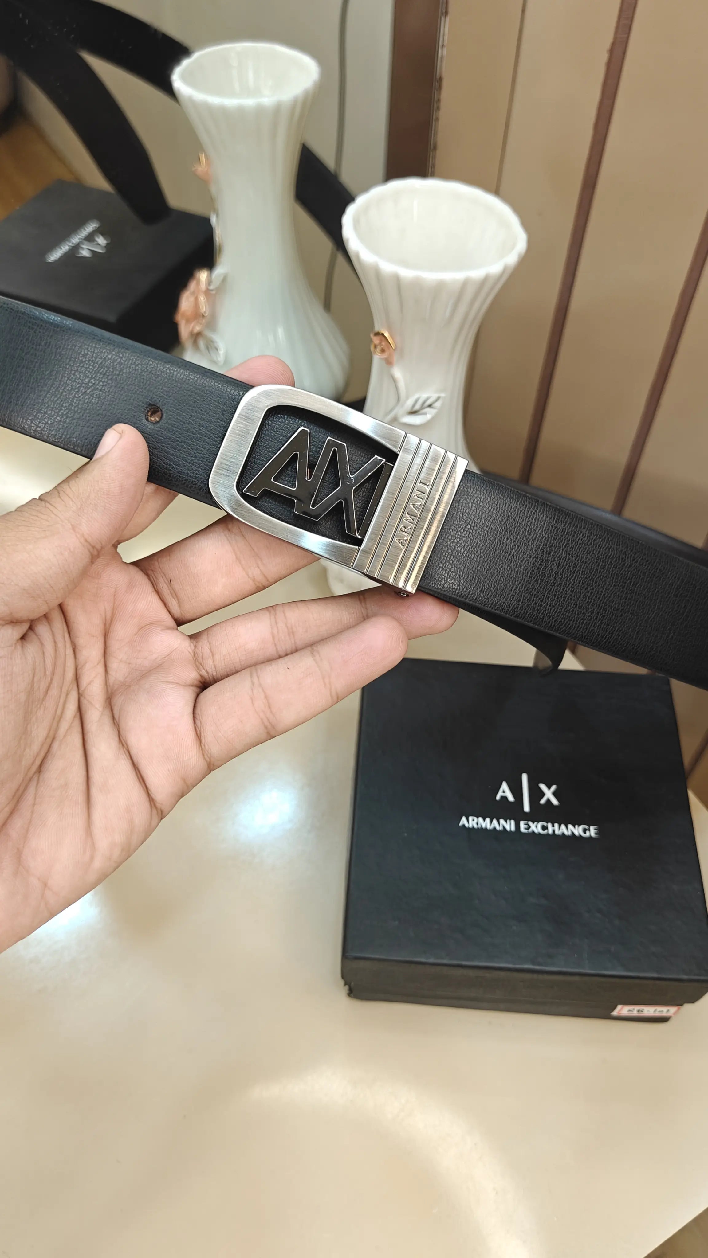 AX@RmANi EX.CHANGE PREMIUM QUALITY IMPORTED REVERSIBLE BELT WITH OG BOX AX-505