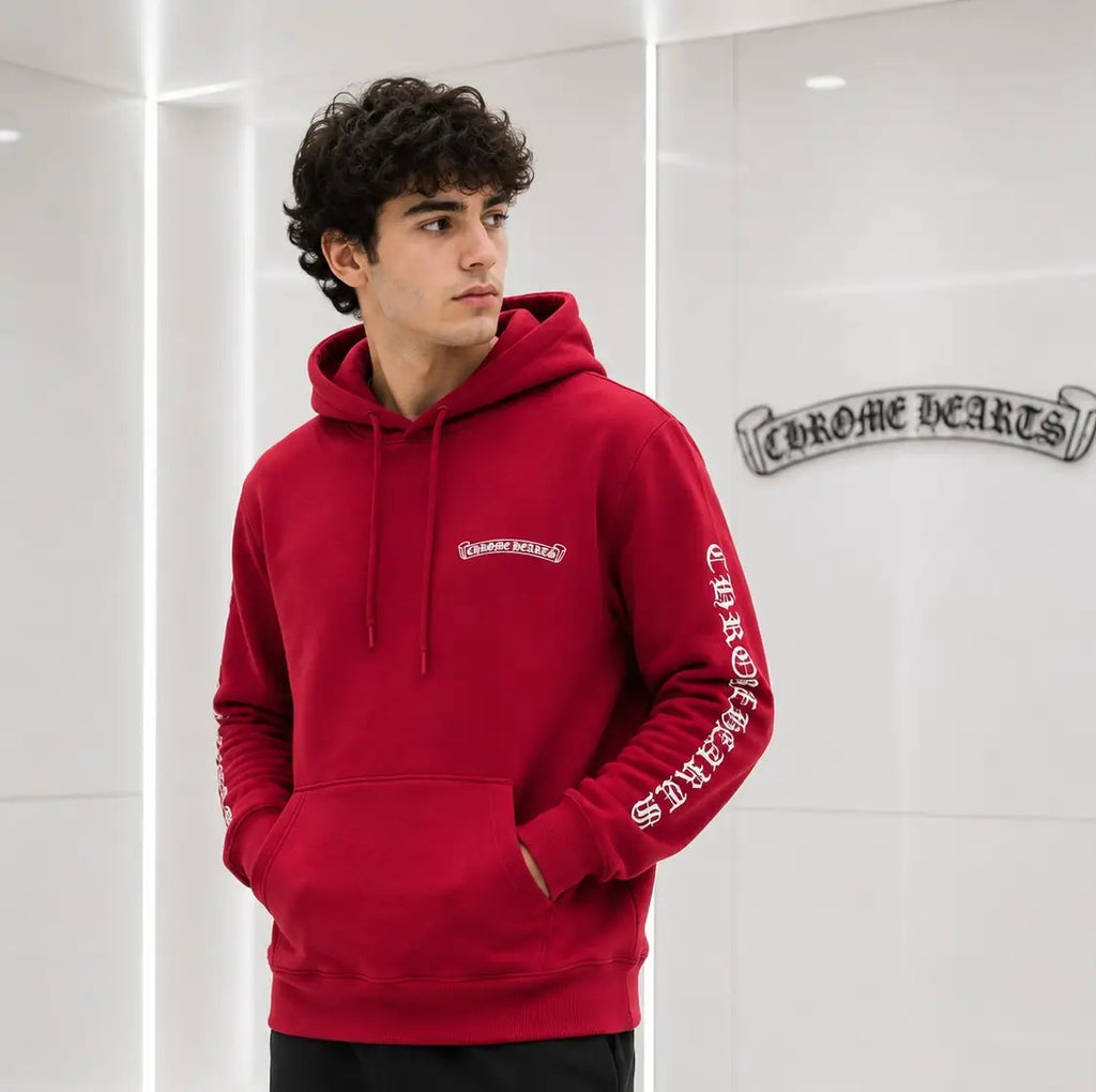 Chrome  Hearts Red Back Print Imported Hoodie