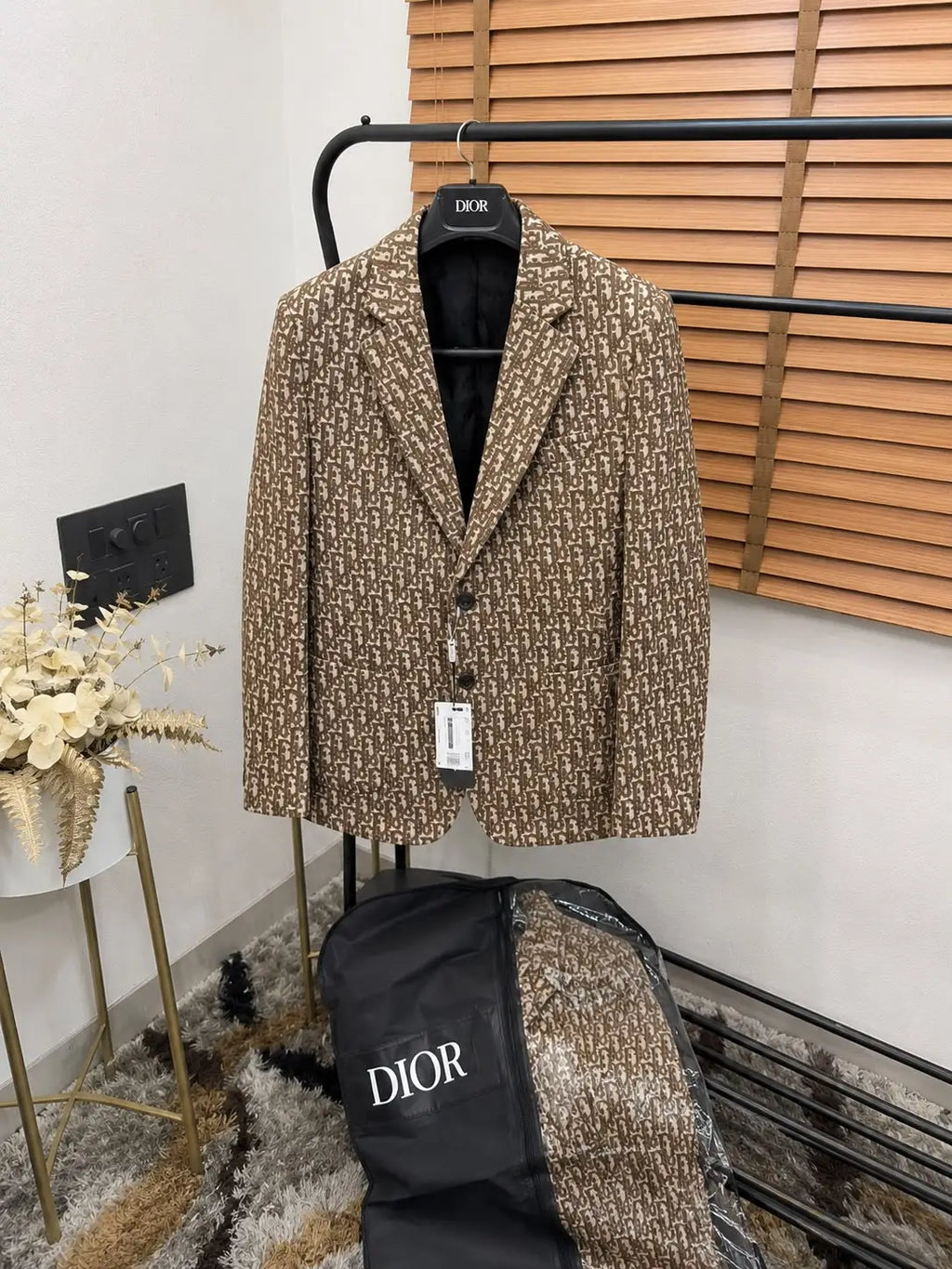 Christian Dio_r Turkey Imported Jacquard Fabric Monogram Print Premium Blazer With Brand Packaging