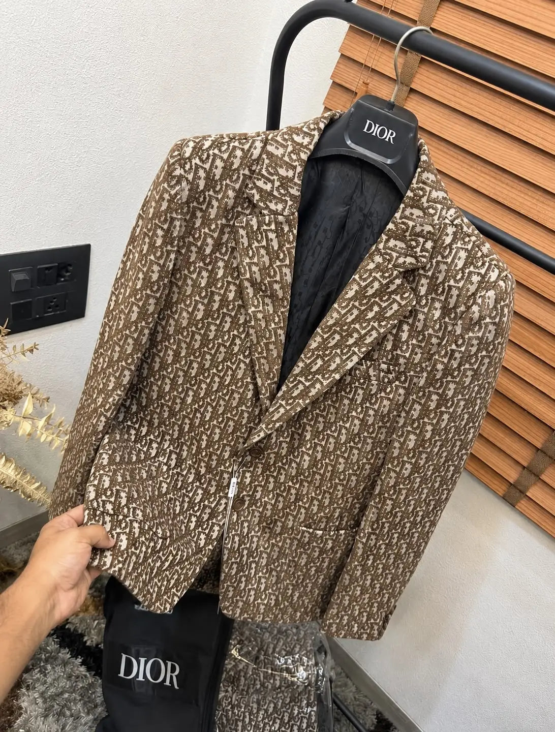 Christian Dio_r Turkey Imported Jacquard Fabric Monogram Print Premium Blazer With Brand Packaging