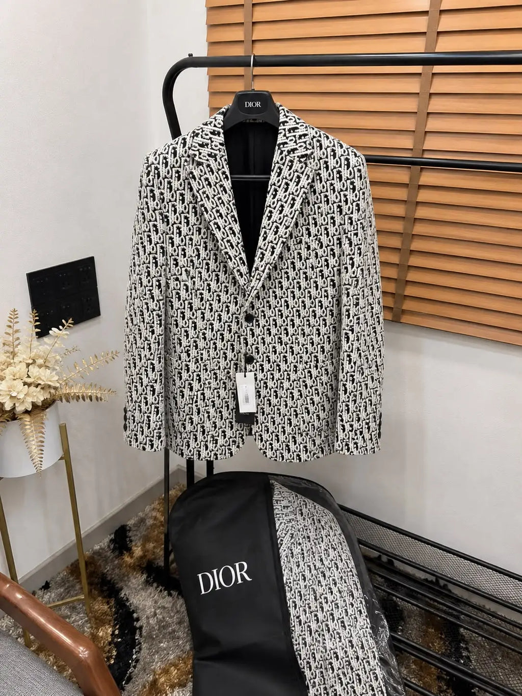 Christian Dio_r Turkey Imported Jacquard Fabric Monogram Print Premium Blazer With Brand Packaging