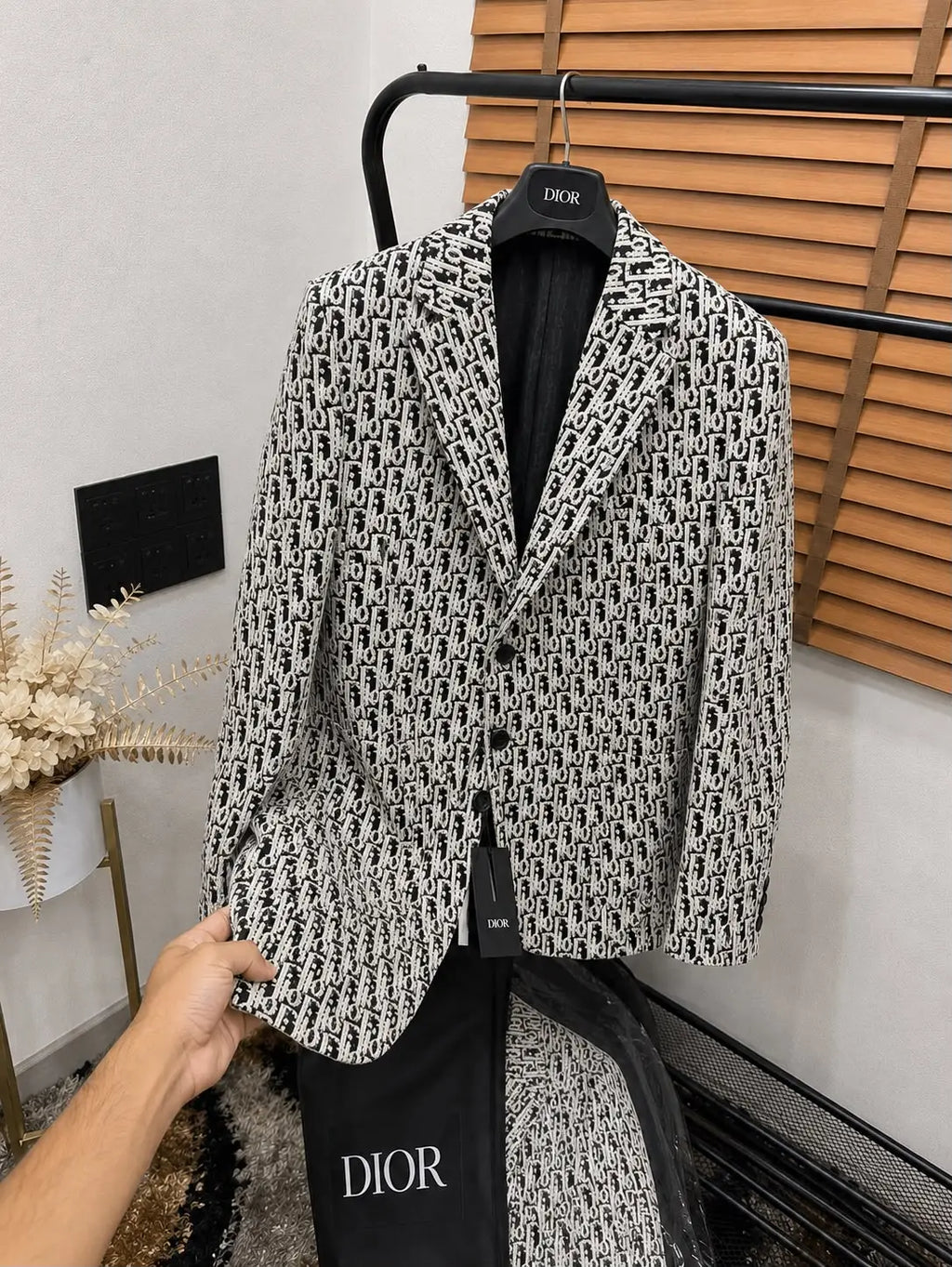 Christian Dio_r Turkey Imported Jacquard Fabric Monogram Print Premium Blazer With Brand Packaging