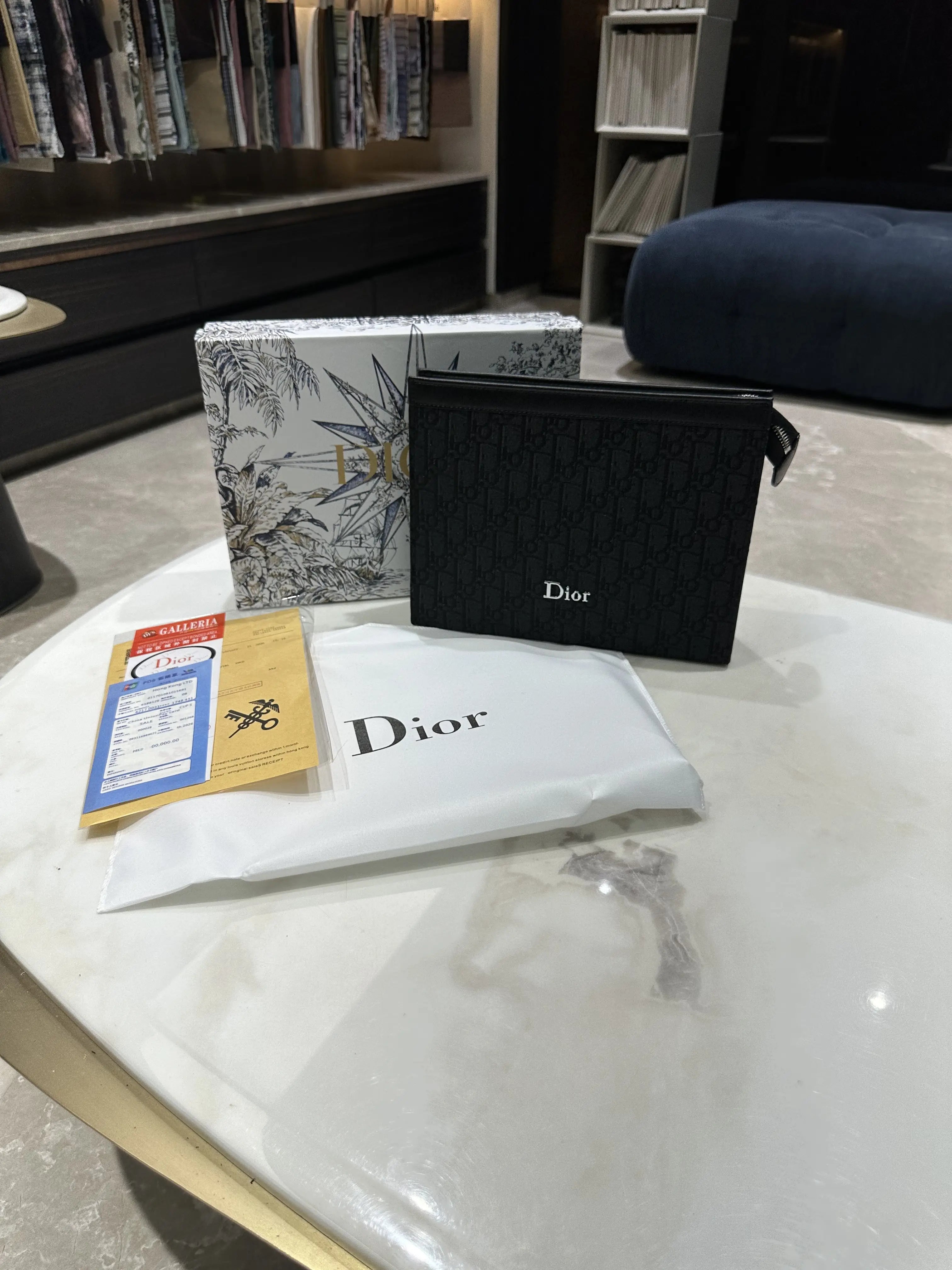 Dio r Luxury Unisex Pochette Grey With Box d165 Secondary image