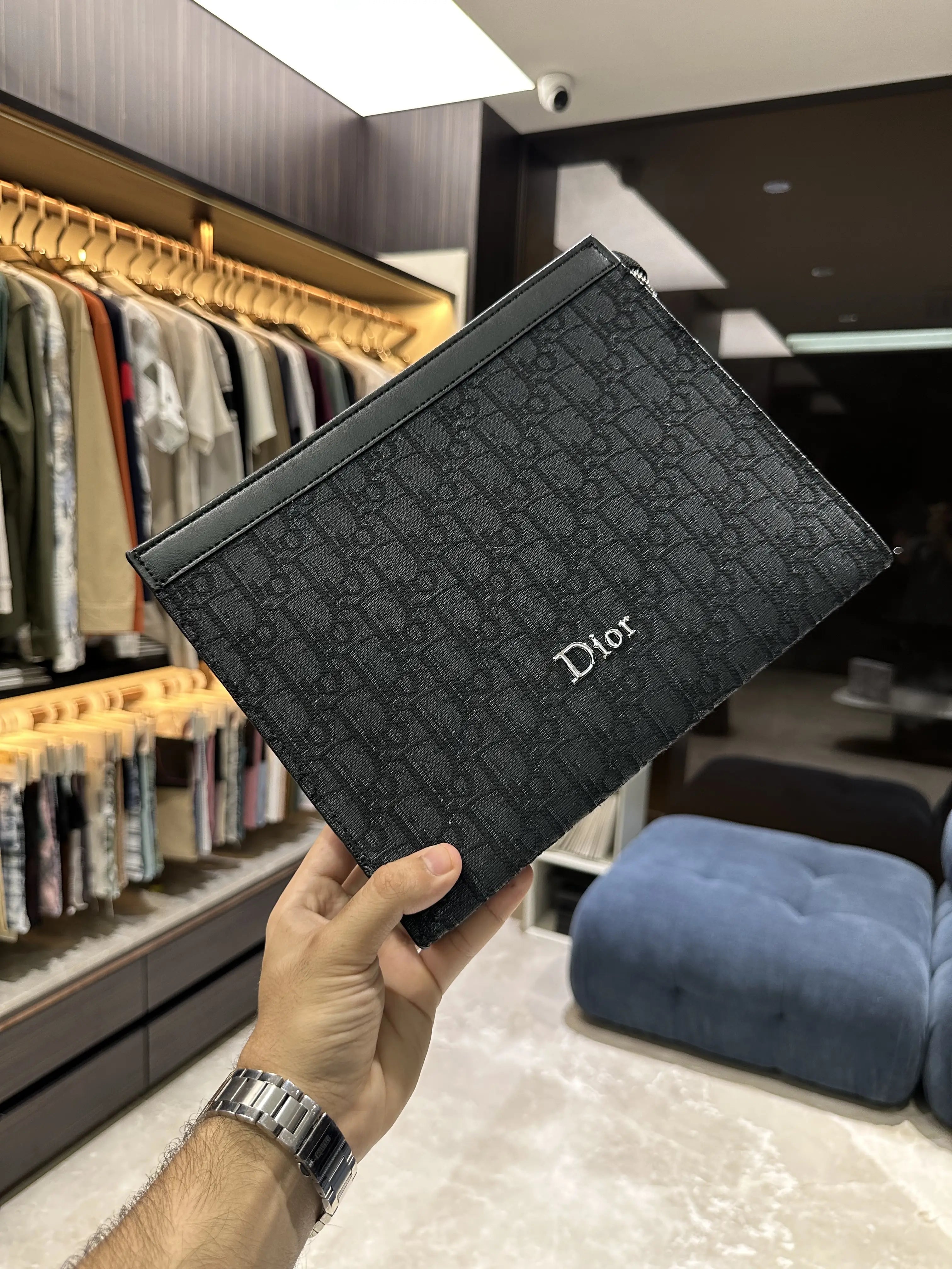 Dio r Luxury Unisex Pochette Grey With Box d165