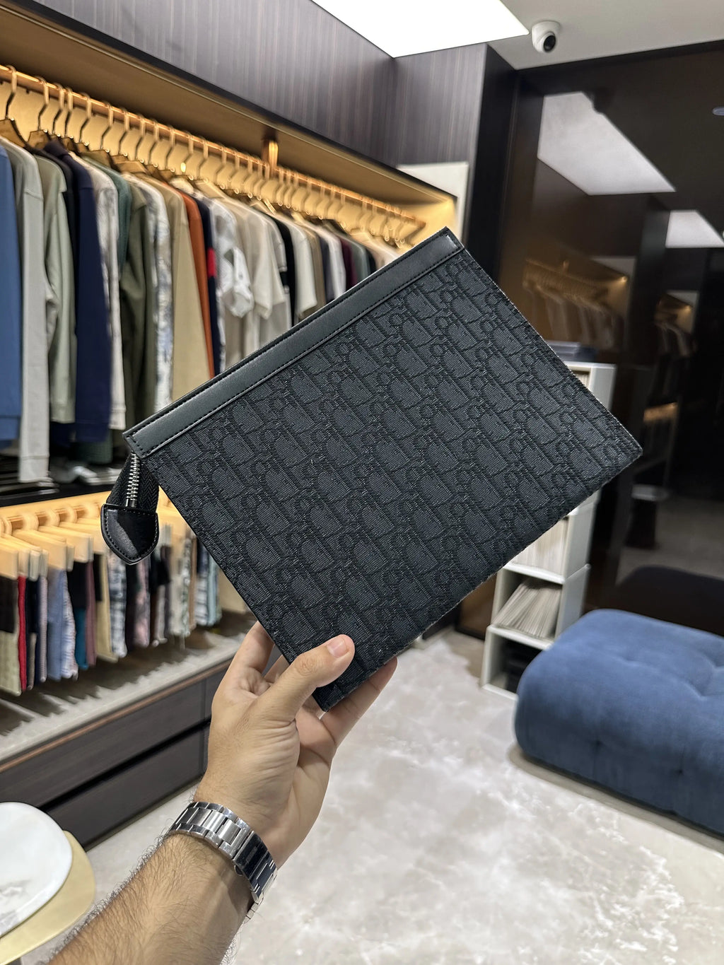 Dio r Luxury Unisex Pochette Grey With Box d165